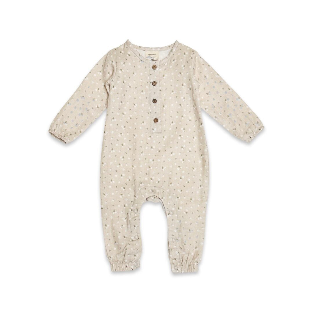 Ditsy Floral Button Baby Jumpsuit (Organic Muslin)