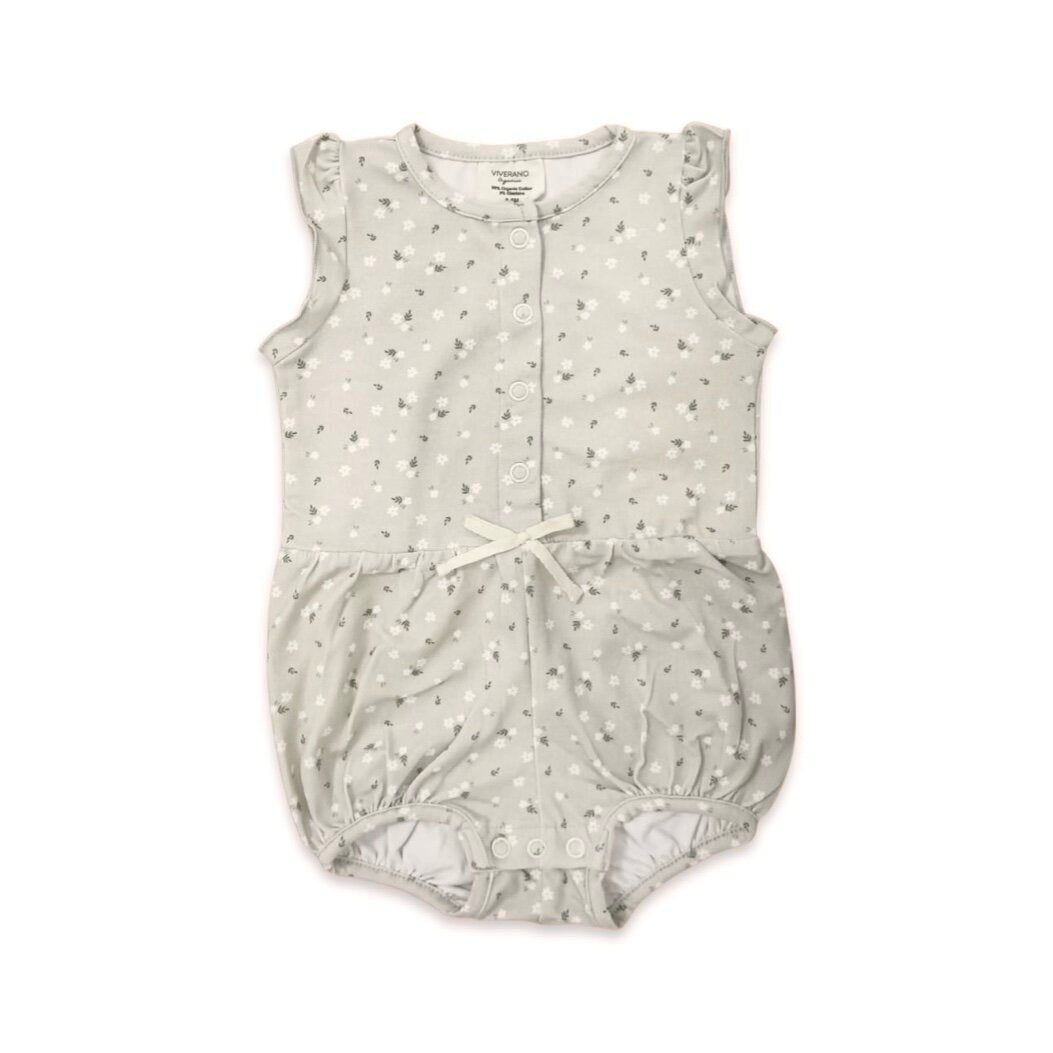 Ditsy Floral Ruffle Playsuit Baby Short Romper (Organic Jersey)
