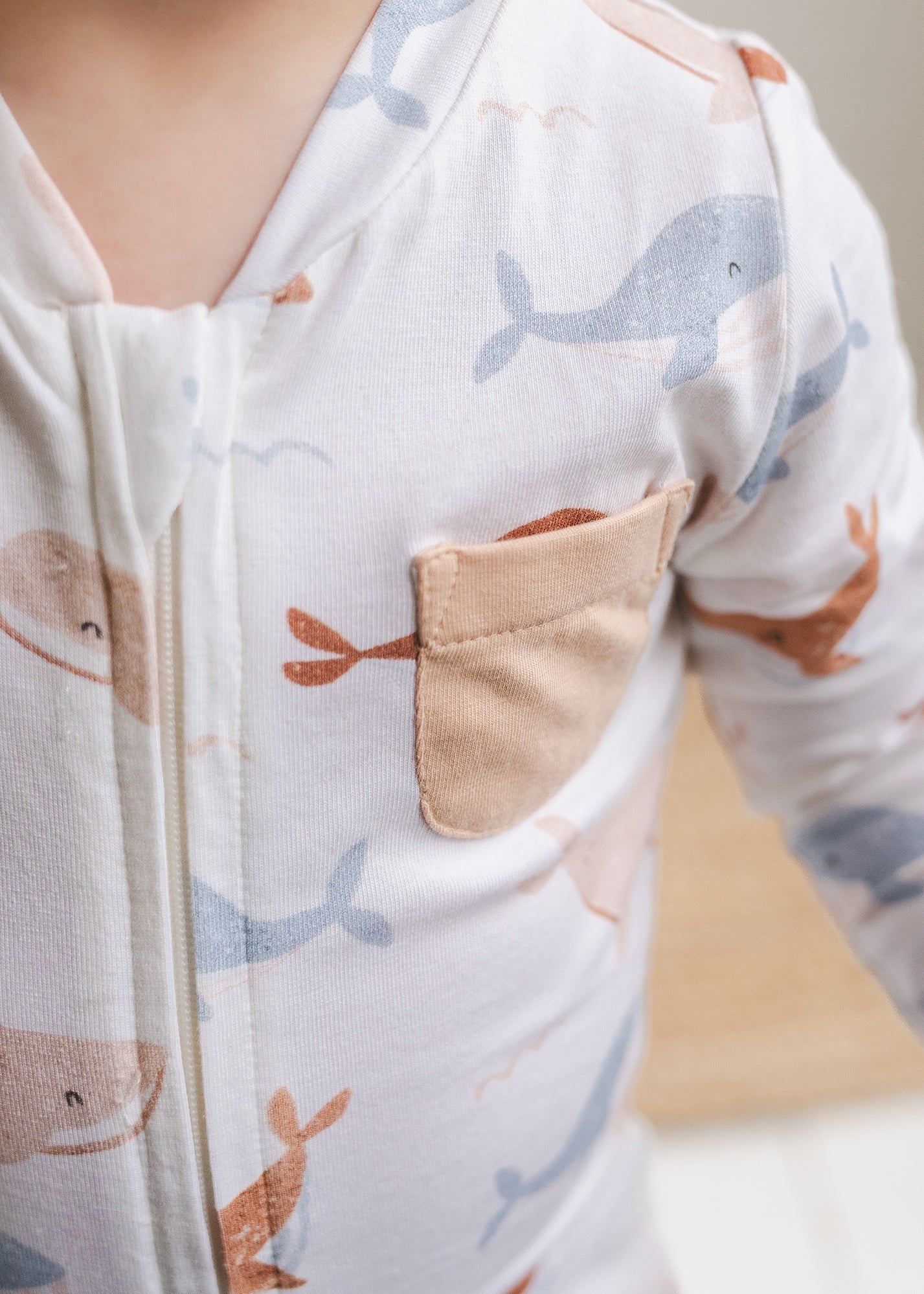 Whales Zipper Baby Jumpsuit (Organic Jersey)