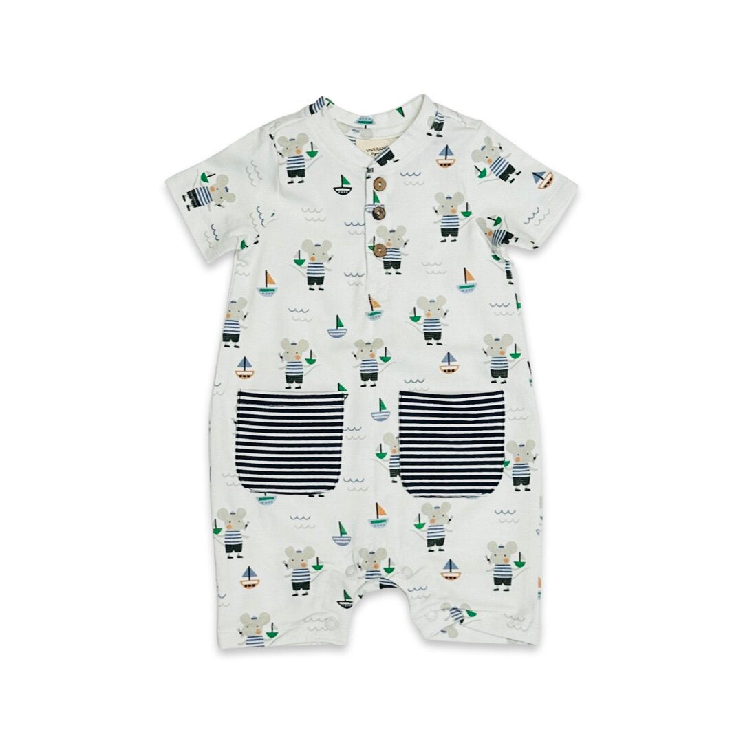 Mouse Sailor 2 Pocket Baby Short Romper (Organic Jersey)