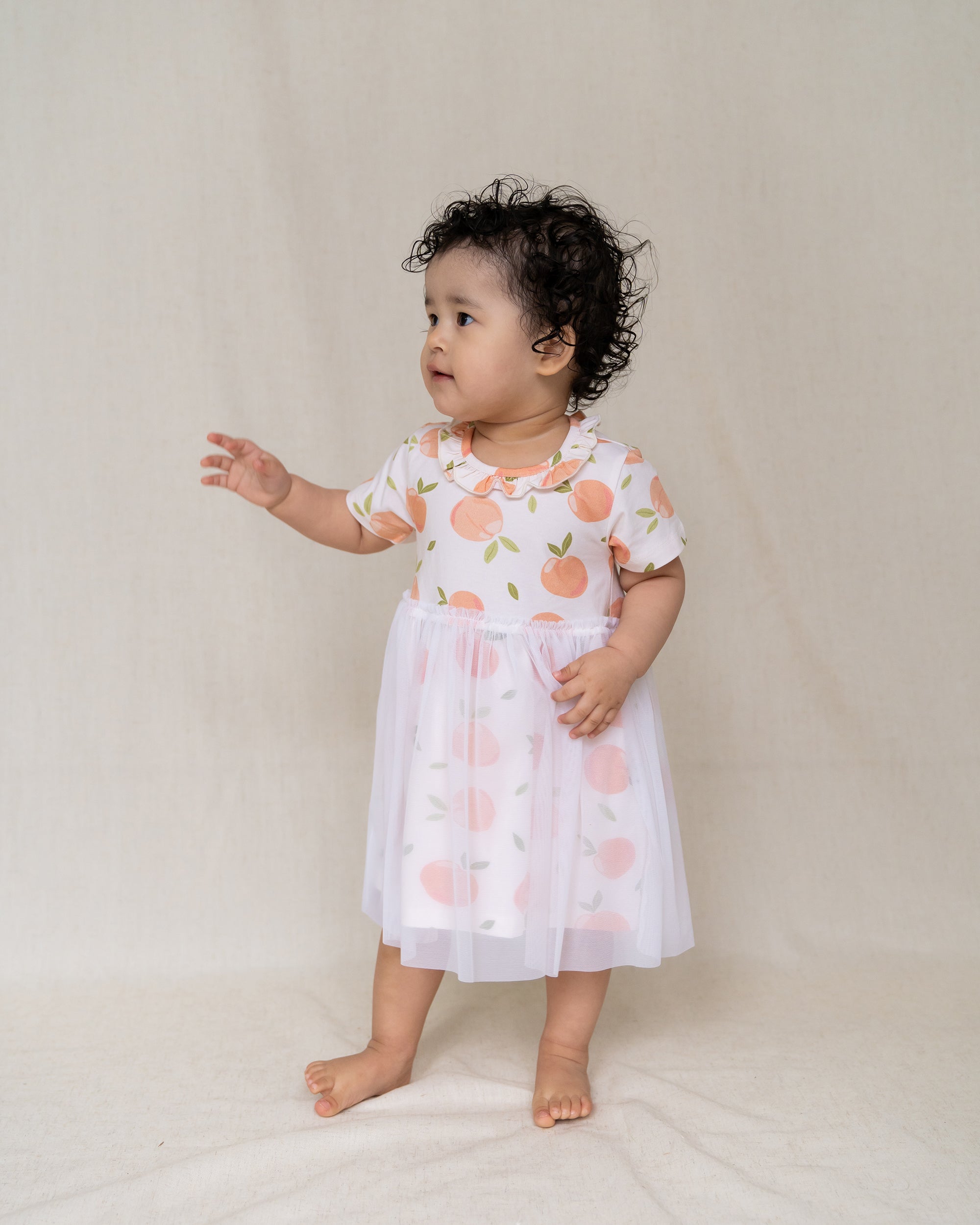 Peaches Ruffle Collar Tutu Baby Dress+Bloomer (Organic Jersey)