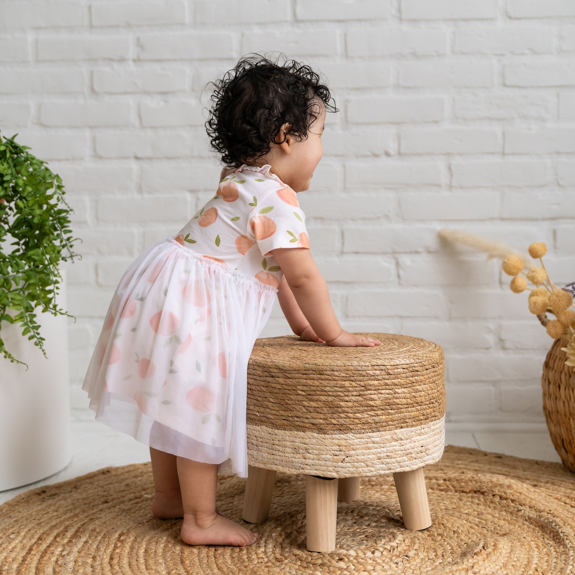 Peaches Ruffle Collar Tutu Baby Dress+Bloomer (Organic Jersey)