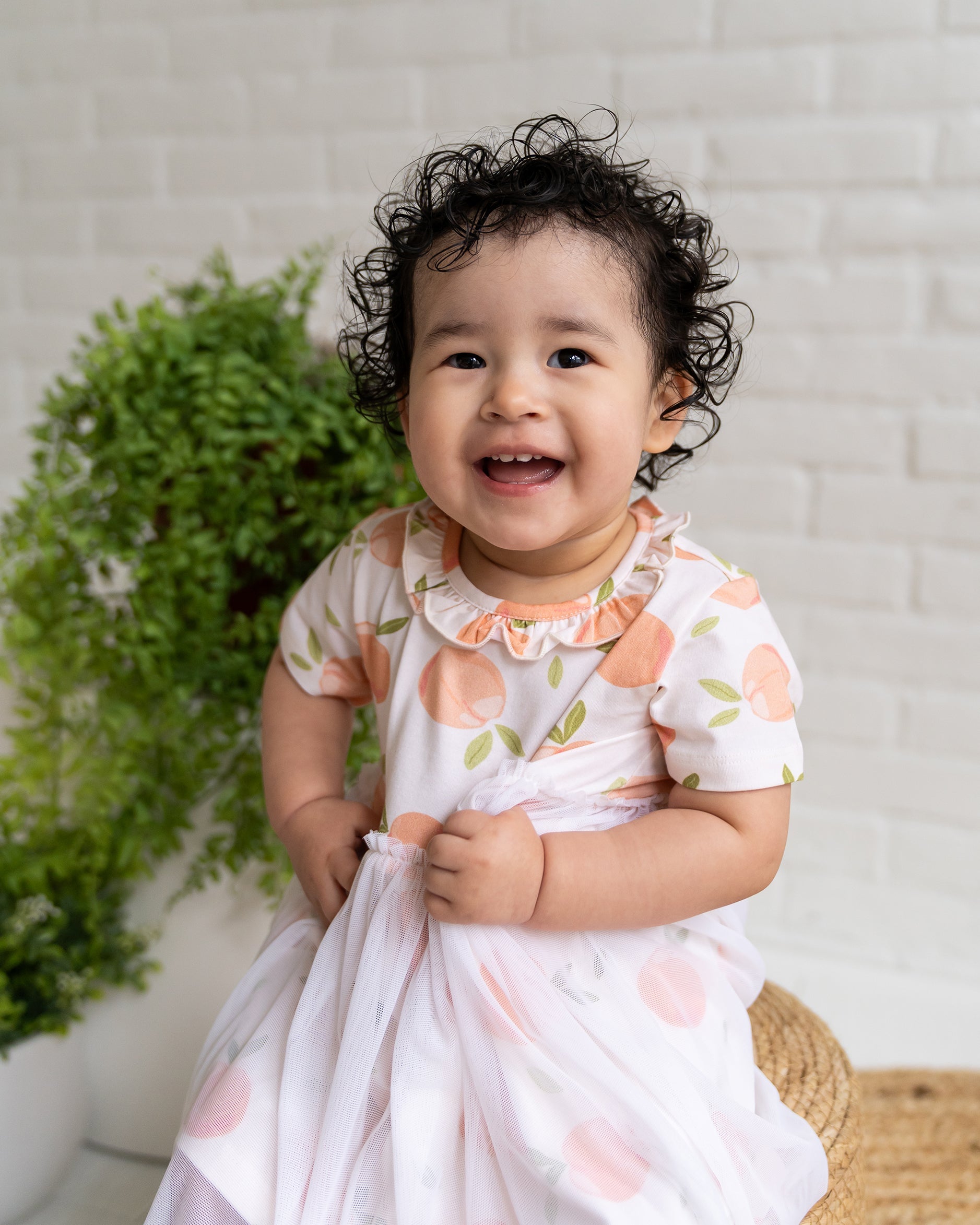 Peaches Ruffle Collar Tutu Baby Dress+Bloomer (Organic Jersey)