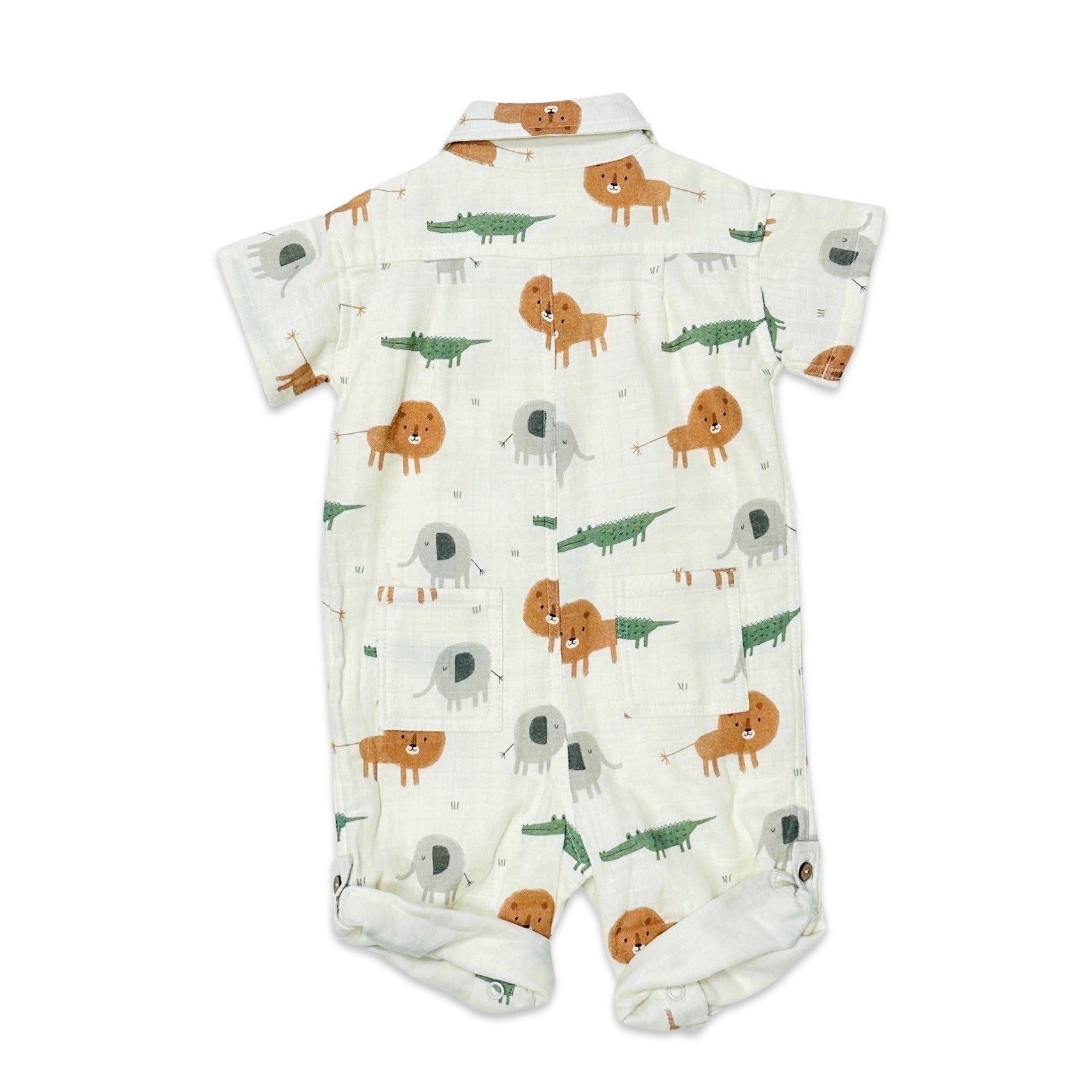 Savannah Collar & Button Baby Playsuit Romper (Organic Muslin)