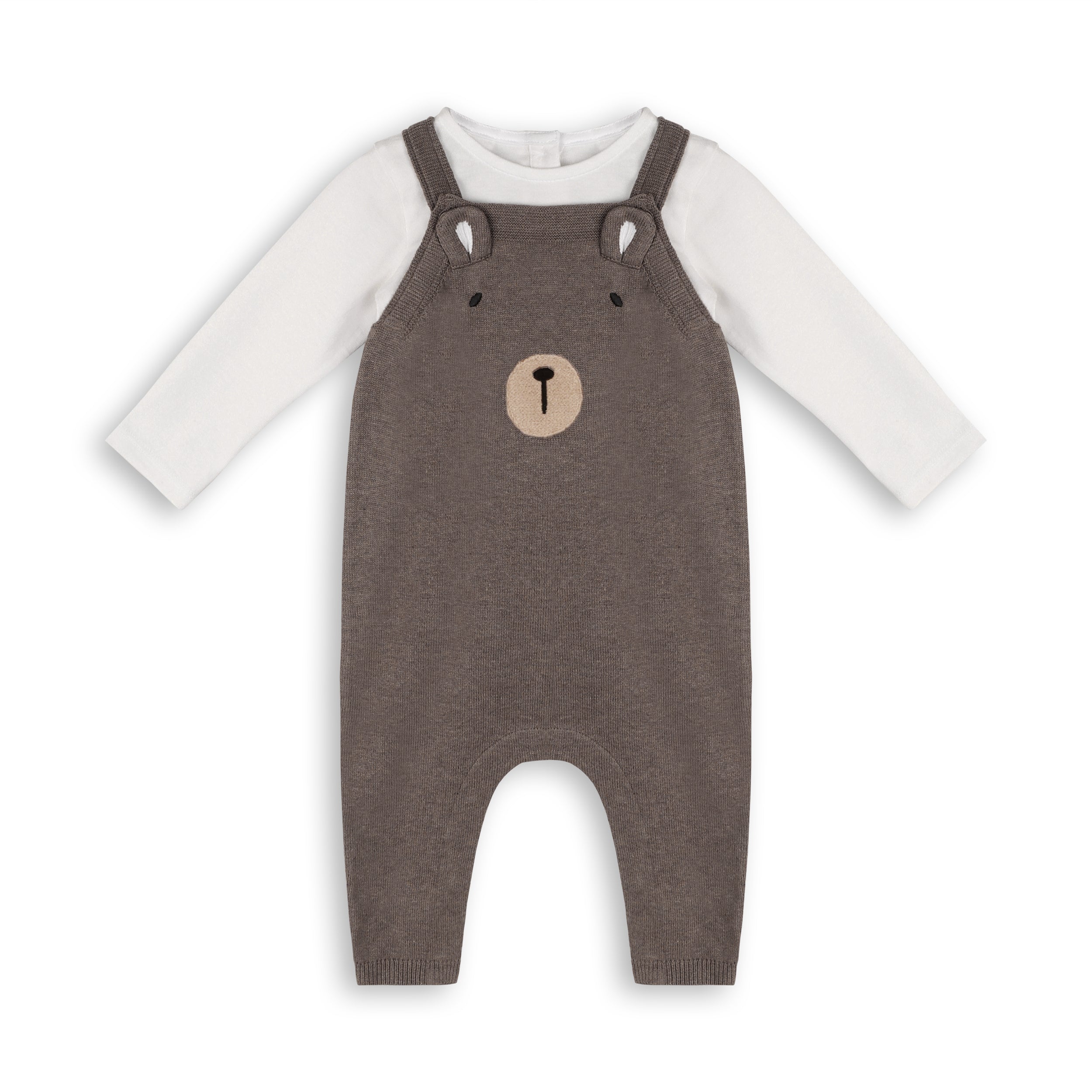 Bear Sweater Knit Organic Baby Overall & Bodysuit Set