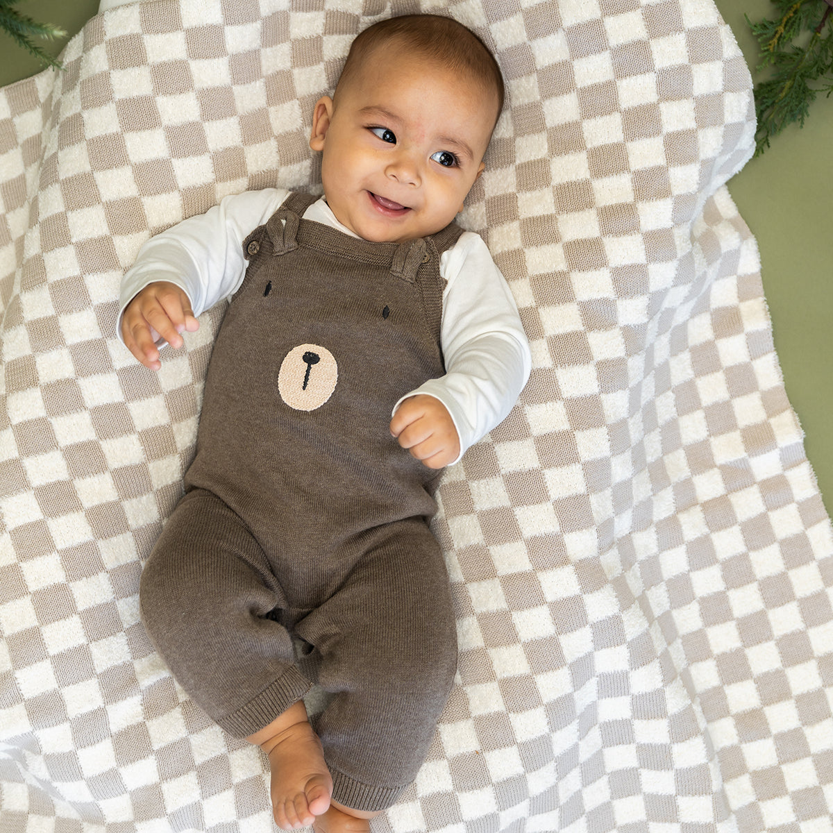 Bear Sweater Knit Organic Baby Overall & Bodysuit Set