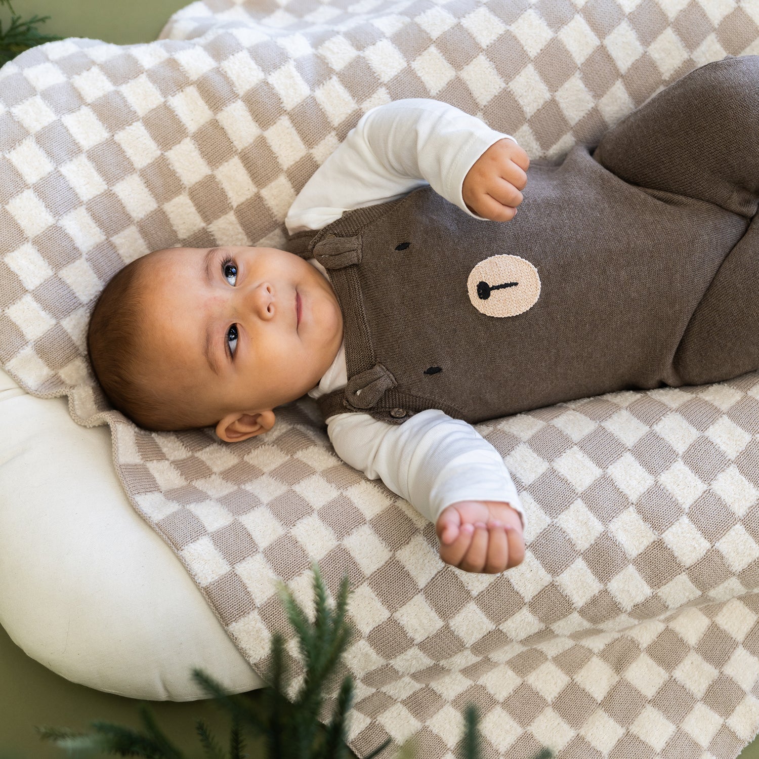 Bear Sweater Knit Organic Baby Overall & Bodysuit Set
