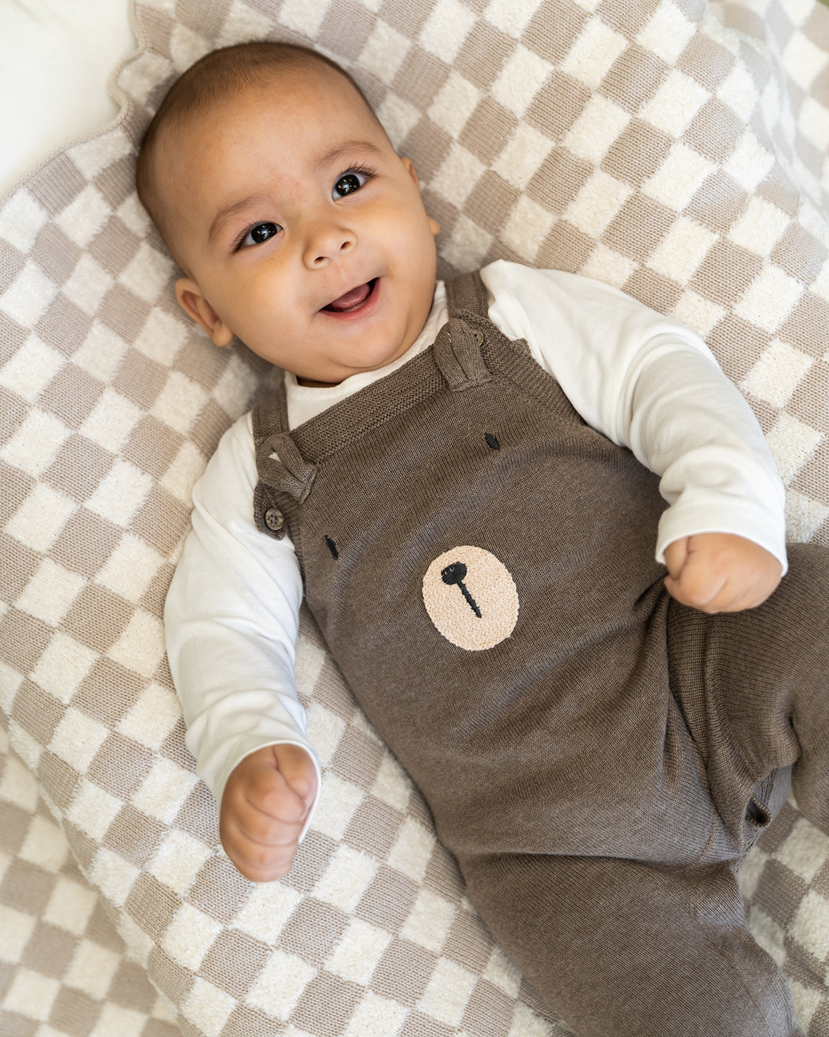 Bear Sweater Knit Organic Baby Overall & Bodysuit Set