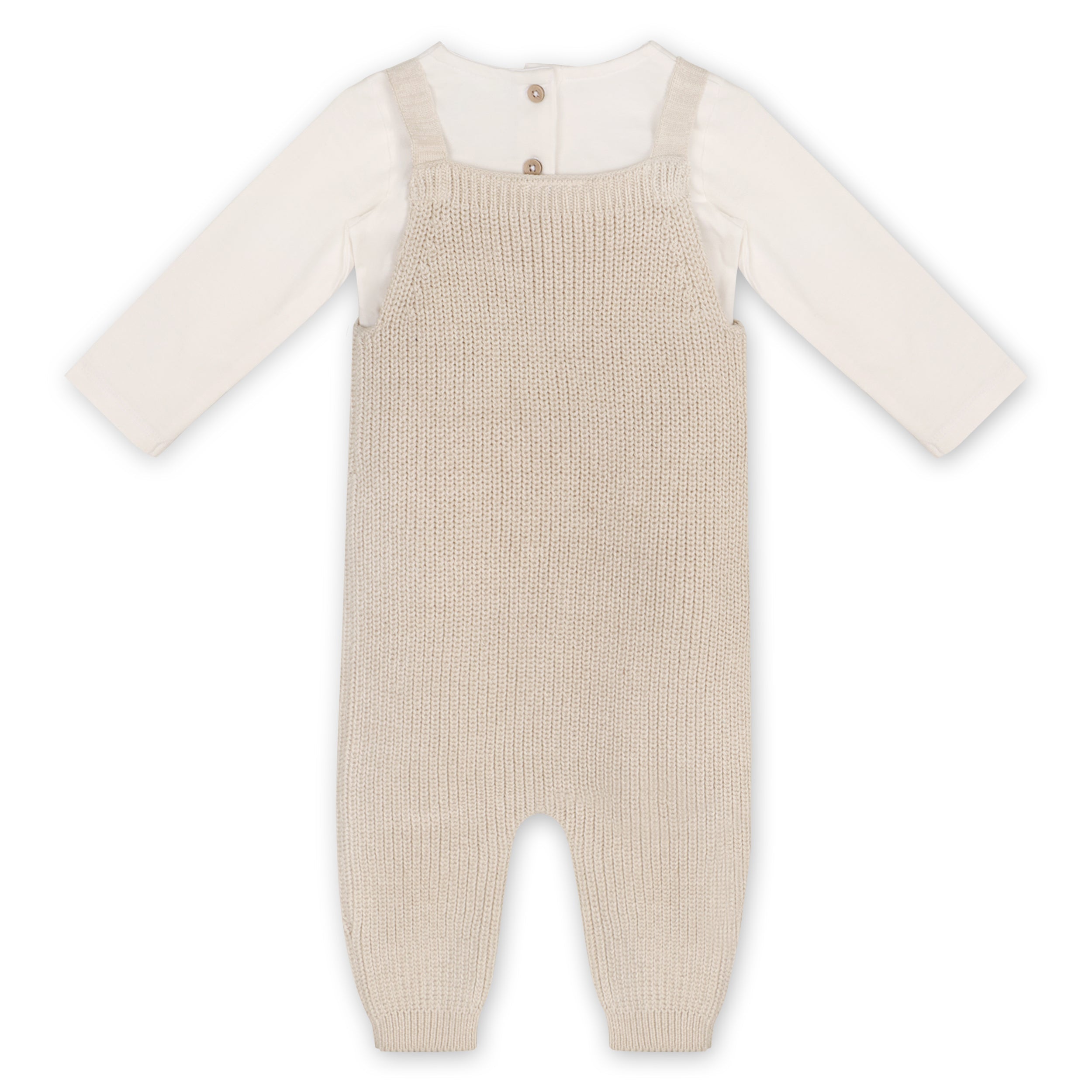Joy Embroidered Chunky Sweater Knit Baby Overall & Bodysuit Set (Organic Cotton)