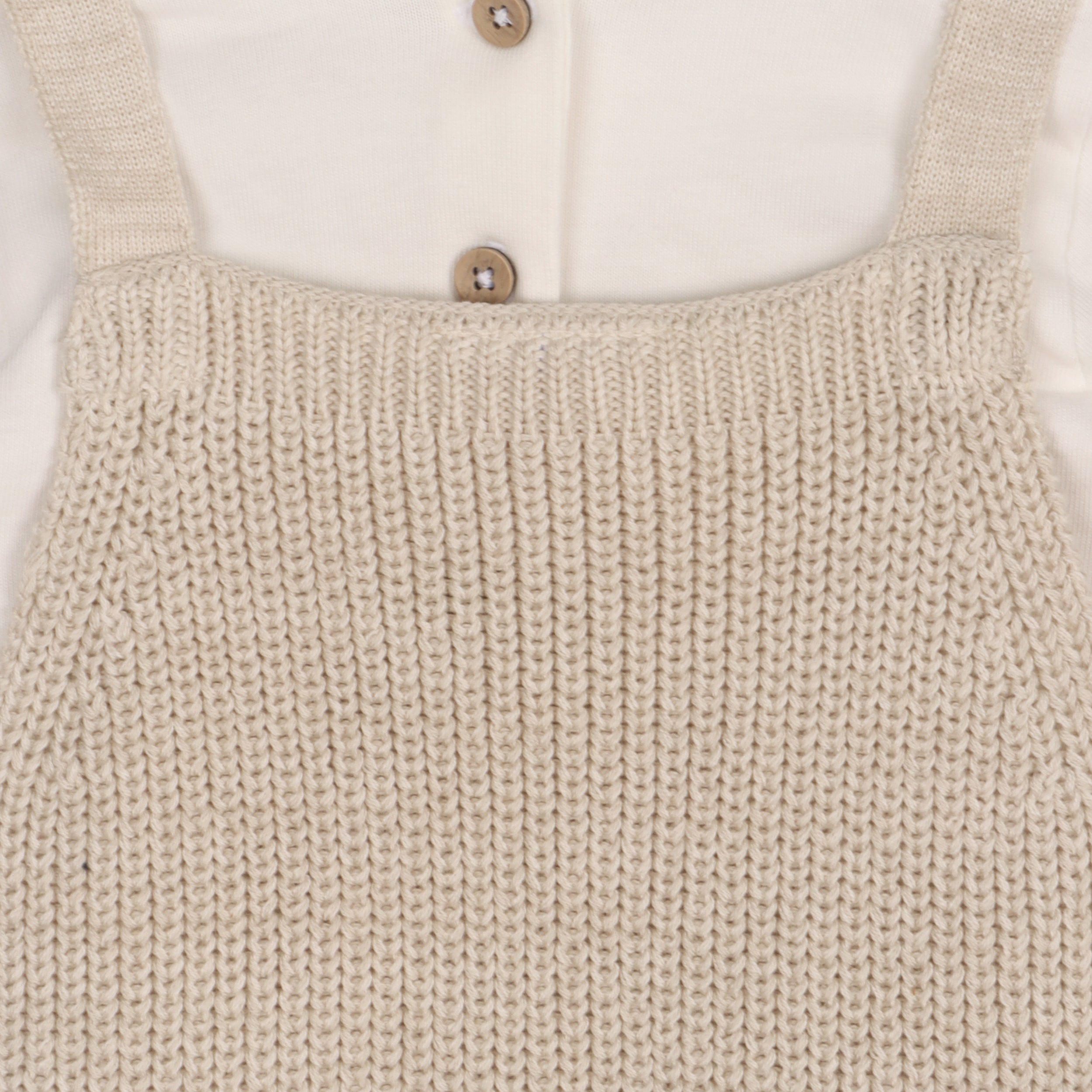 Joy Embroidered Chunky Sweater Knit Baby Overall & Bodysuit Set (Organic Cotton)