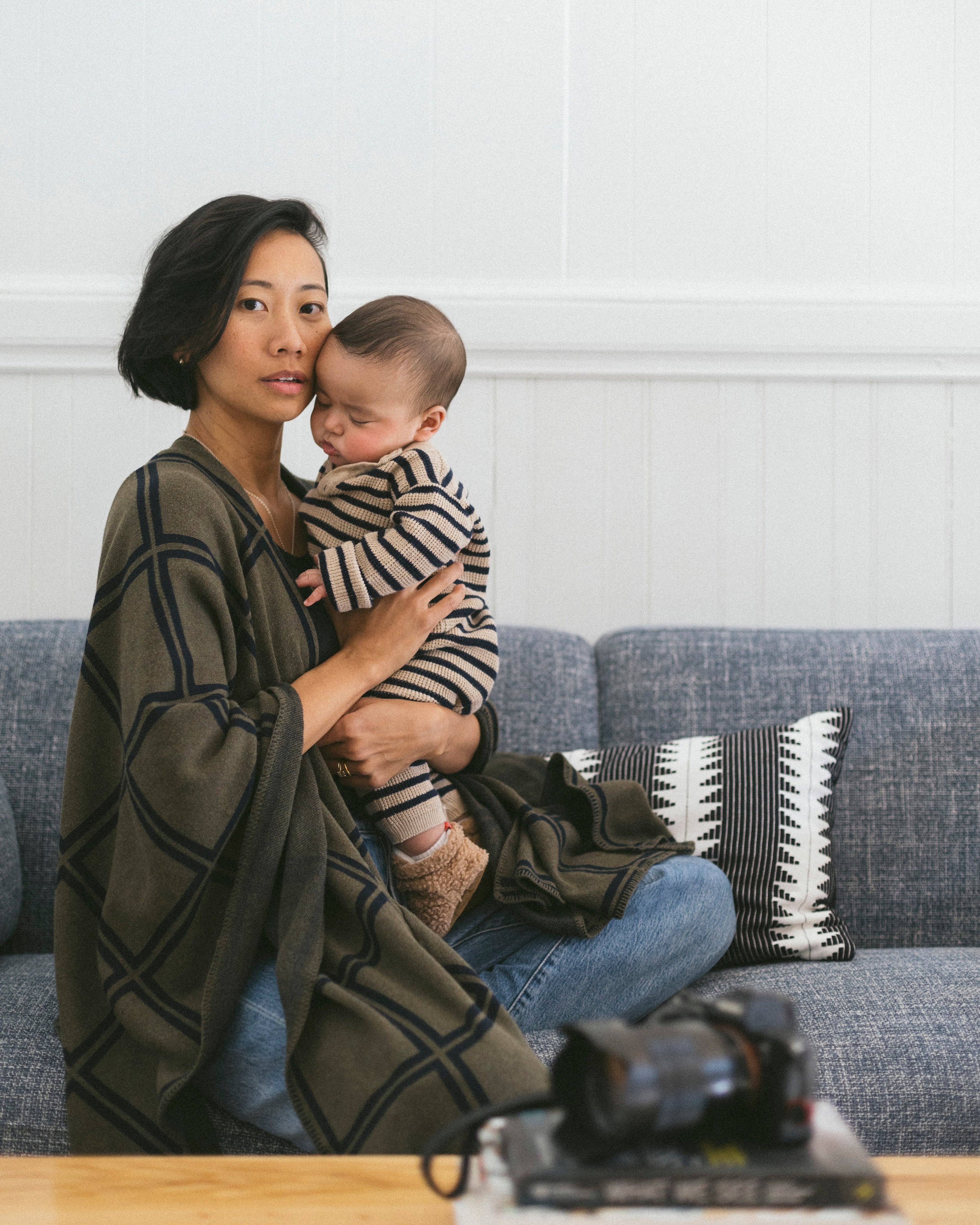 Navy Stripe Chunky Sweater Knit Baby Jumpsuit (Organic Cotton)