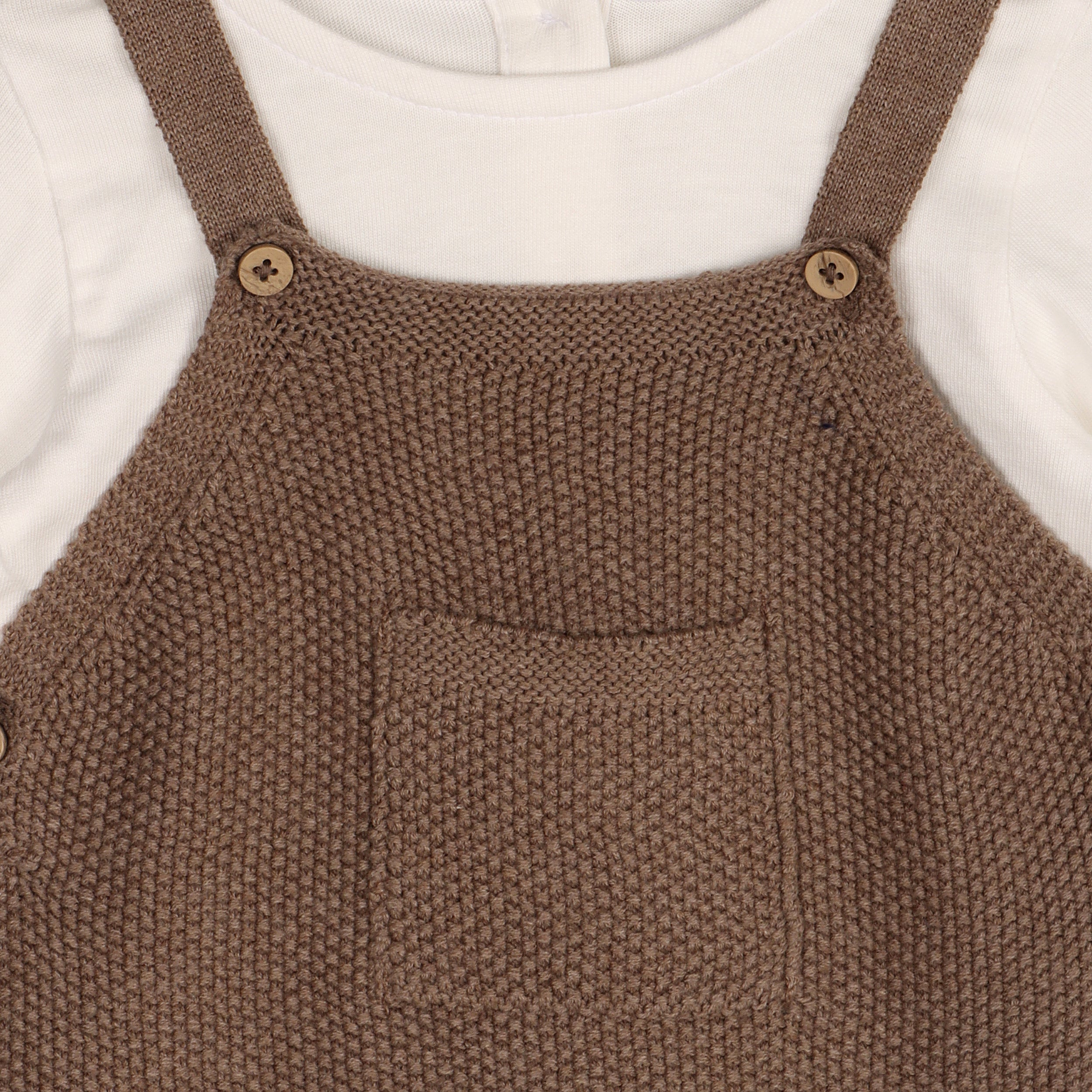 Chunky Sweater Knit Pocket Baby Overall & Bodysuit Set (Organic Cotton) - 2 Colors