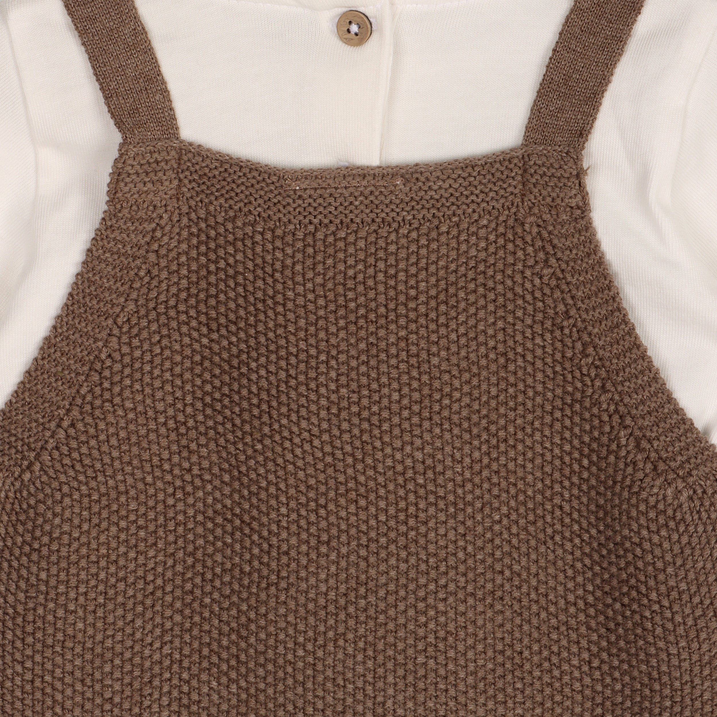 Chunky Sweater Knit Pocket Baby Overall & Bodysuit Set (Organic Cotton) - 2 Colors