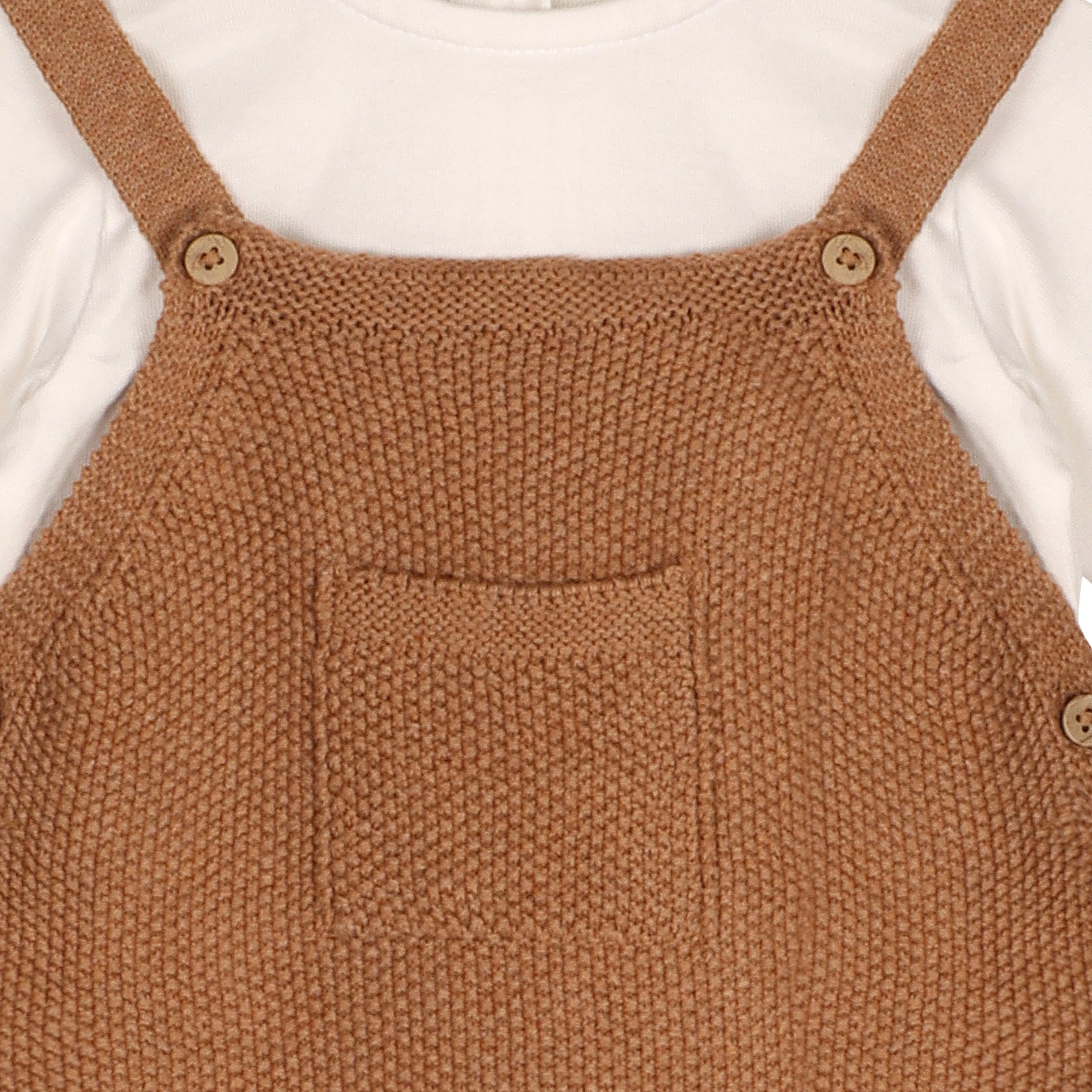 Chunky Sweater Knit Pocket Baby Overall & Bodysuit Set (Organic Cotton) - 2 Colors