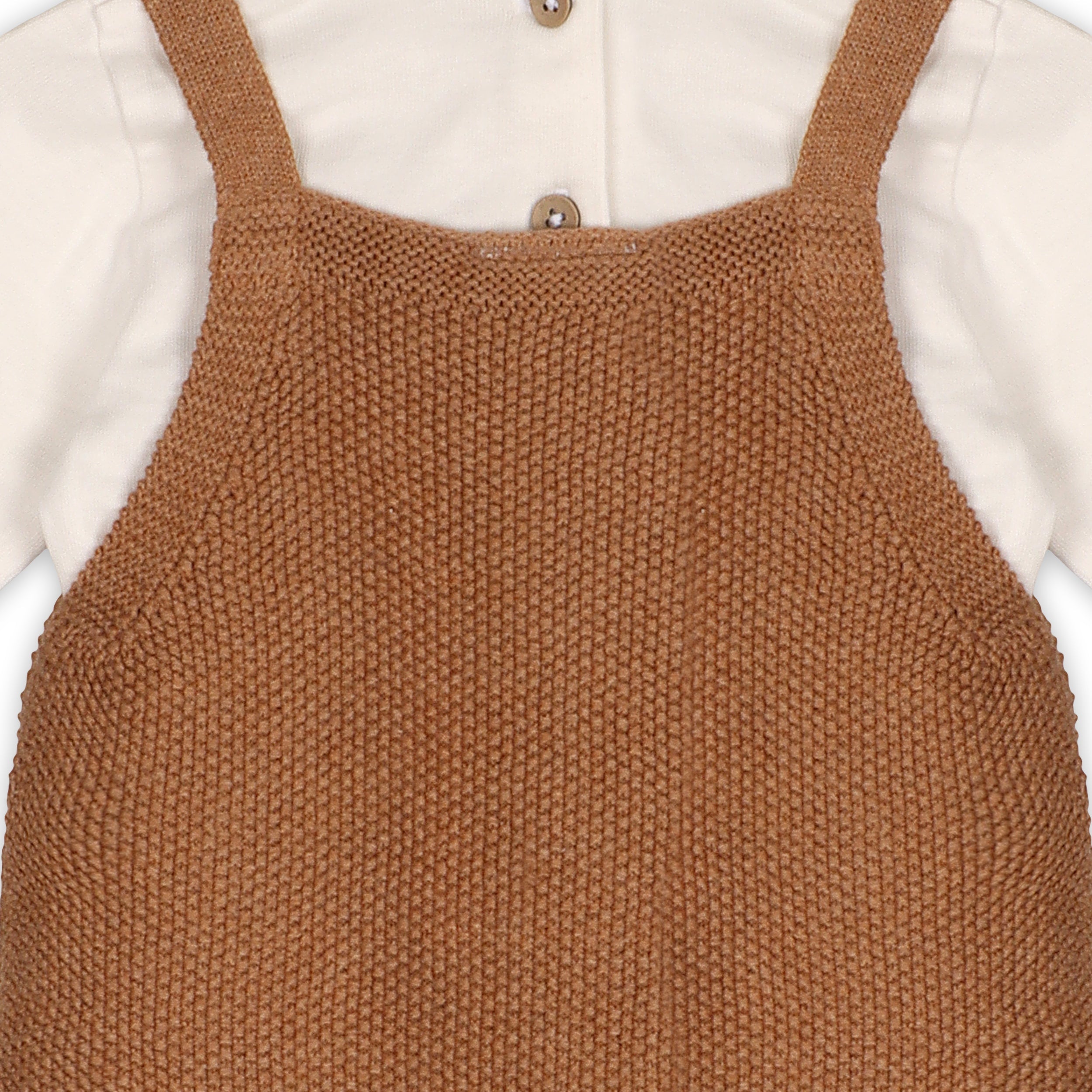 Chunky Sweater Knit Pocket Baby Overall & Bodysuit Set (Organic Cotton) - 2 Colors