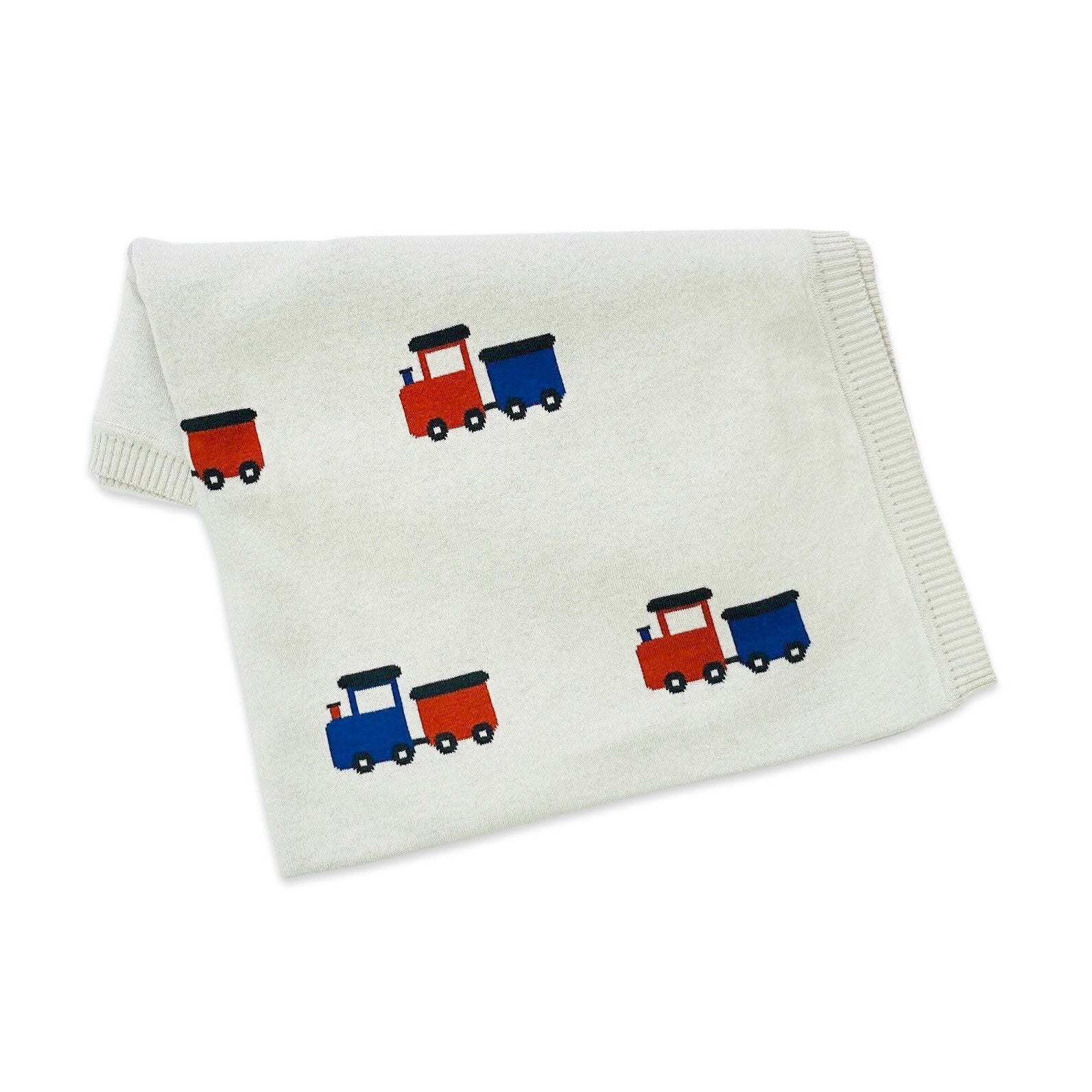 Choo Choo Train - Organic Cotton Jacquard Knit Baby Blanket