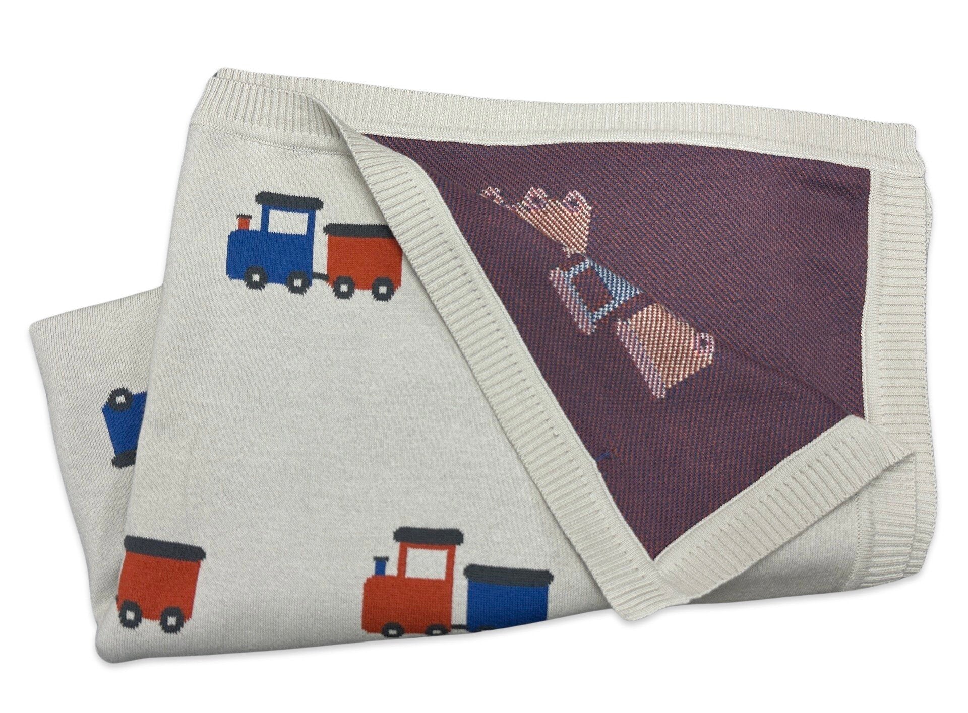 Choo Choo Train - Organic Cotton Jacquard Knit Baby Blanket