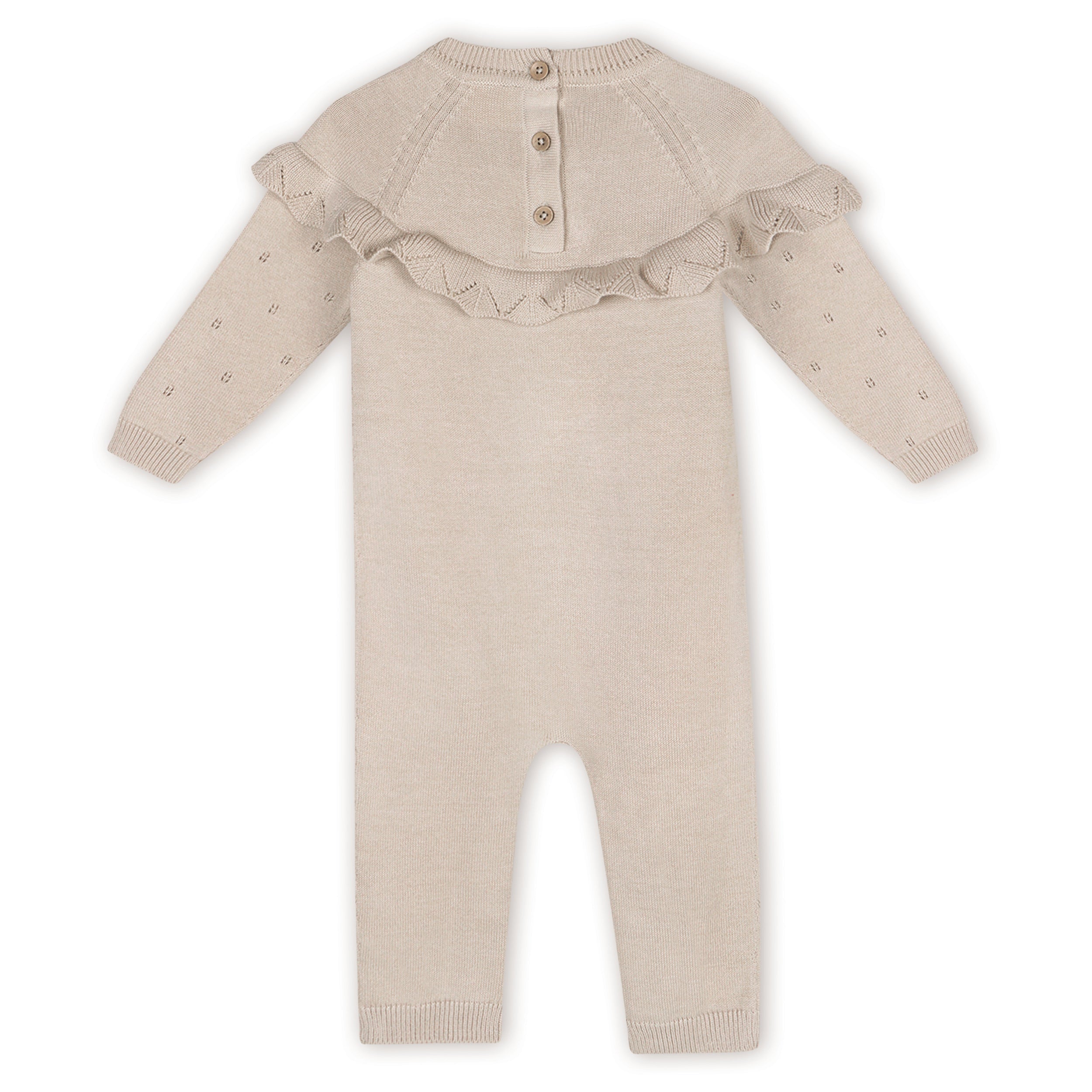 Florence Floral Embroidered & Pointelle Ruffle Baby Jumpsuit (Organic Cotton)