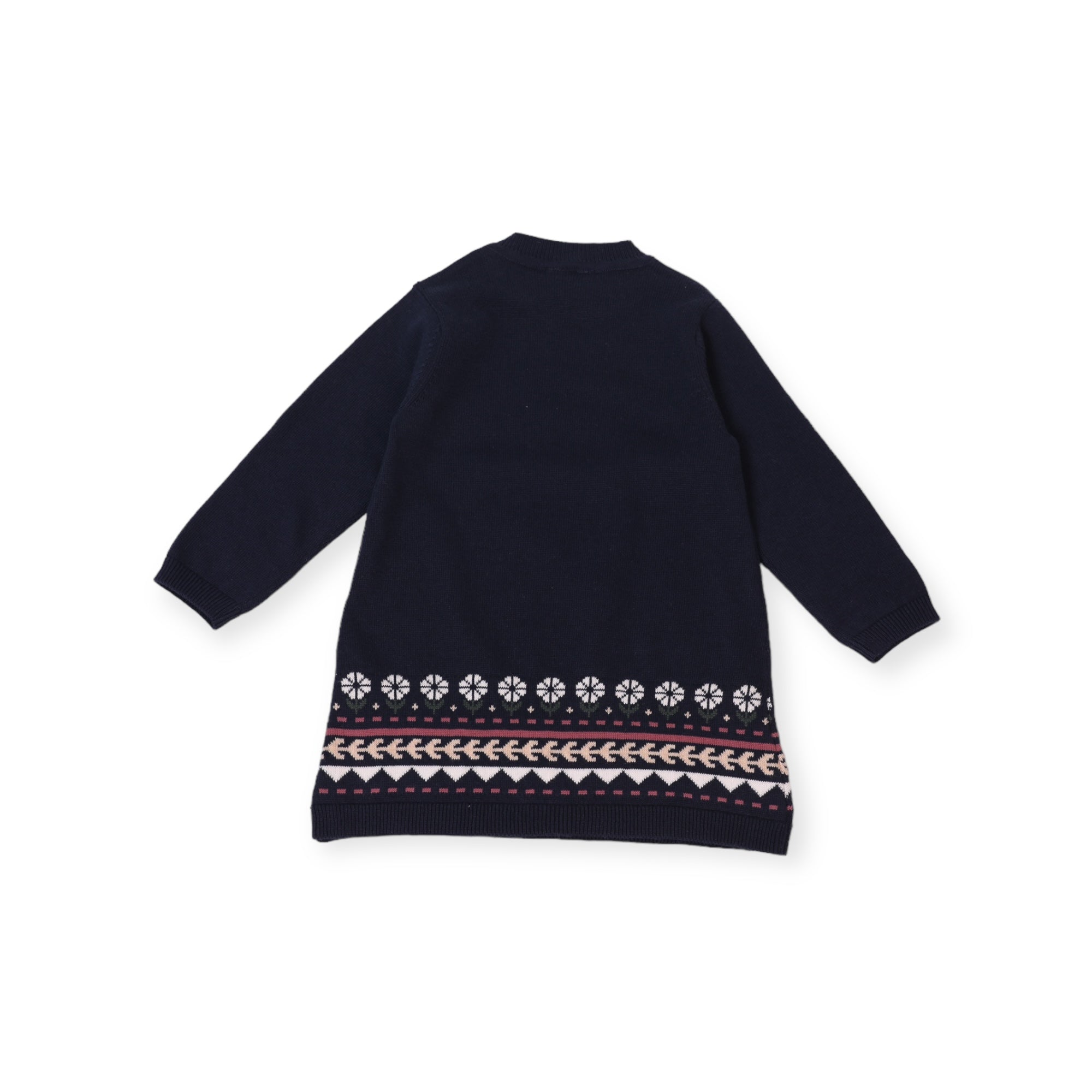 Fair Isle Baby Girl Sweater Knit Dress (Organic Cotton) - 2 Colors