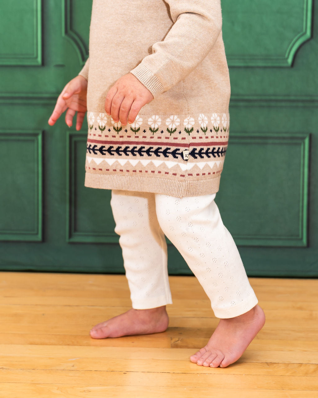 Fair Isle Baby Girl Sweater Knit Dress (Organic Cotton) - 2 Colors