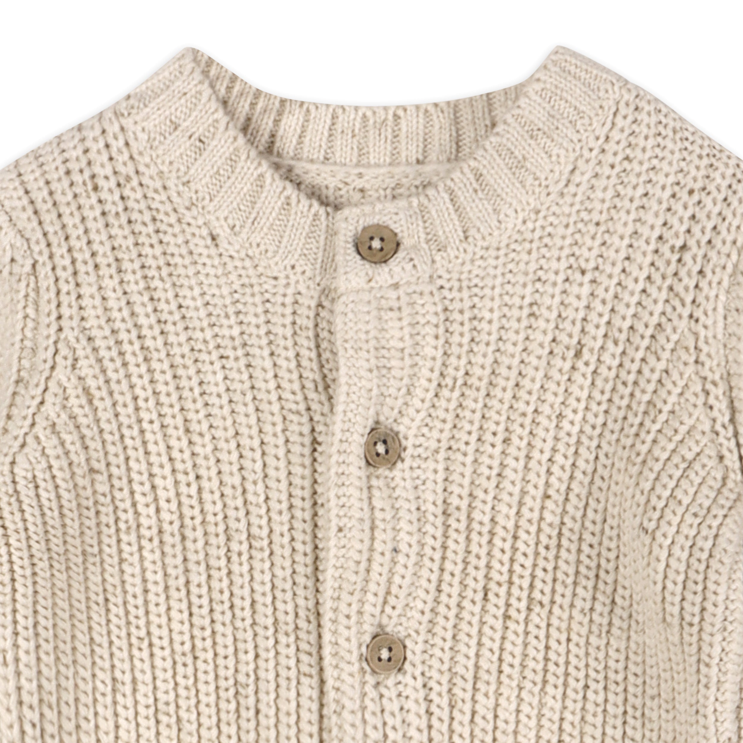 Classic Chunky Knit Button Baby Sweater Cardigan (Organic Cotton)