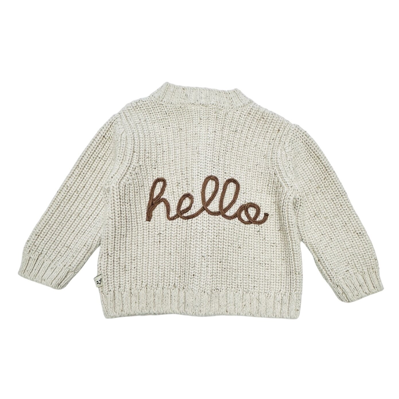 HELLO Wordy Chunky Knit Baby Cardigan Sweater (Organic Cotton) - 2 Colors