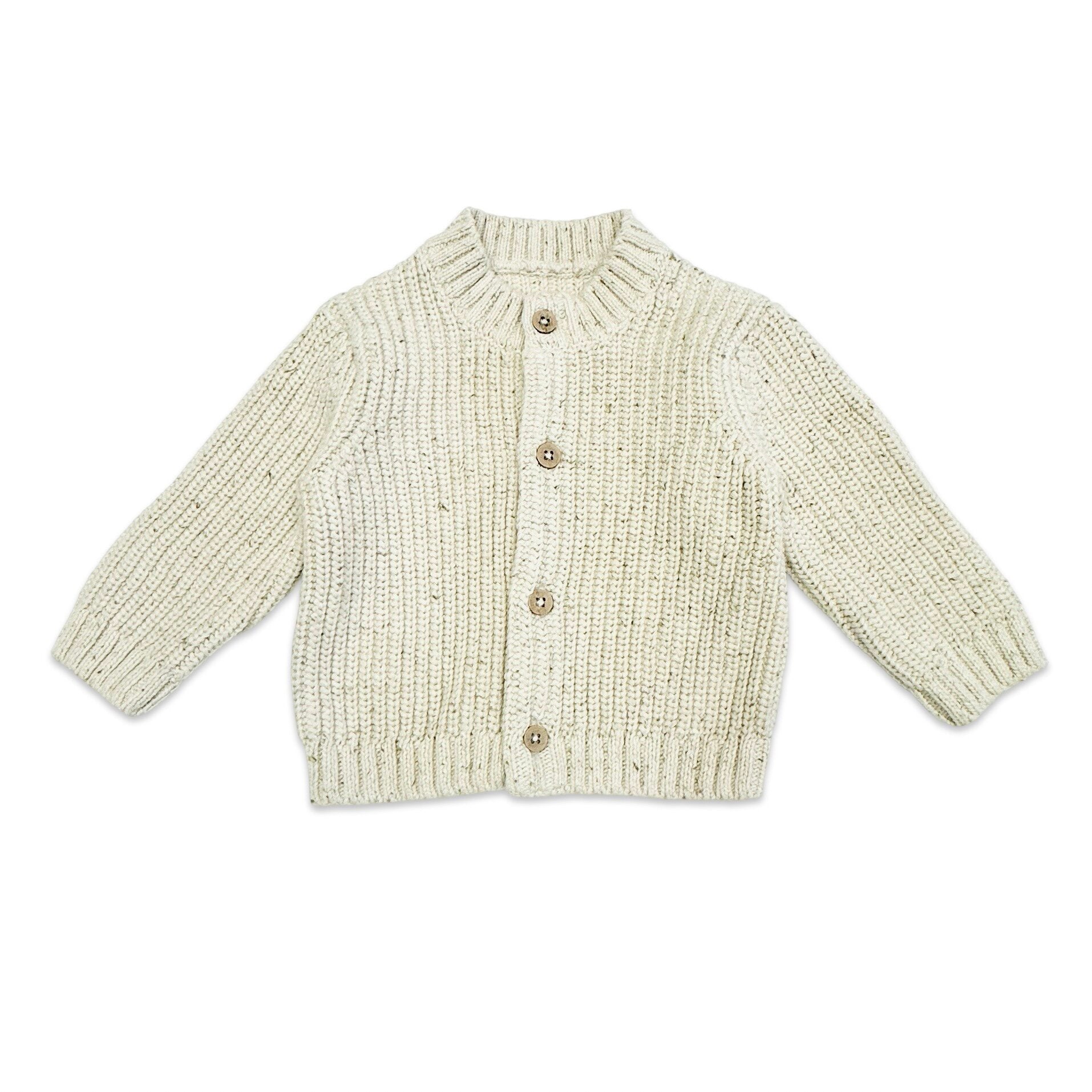 HELLO Wordy Chunky Knit Baby Cardigan Sweater (Organic Cotton) - 2 Colors