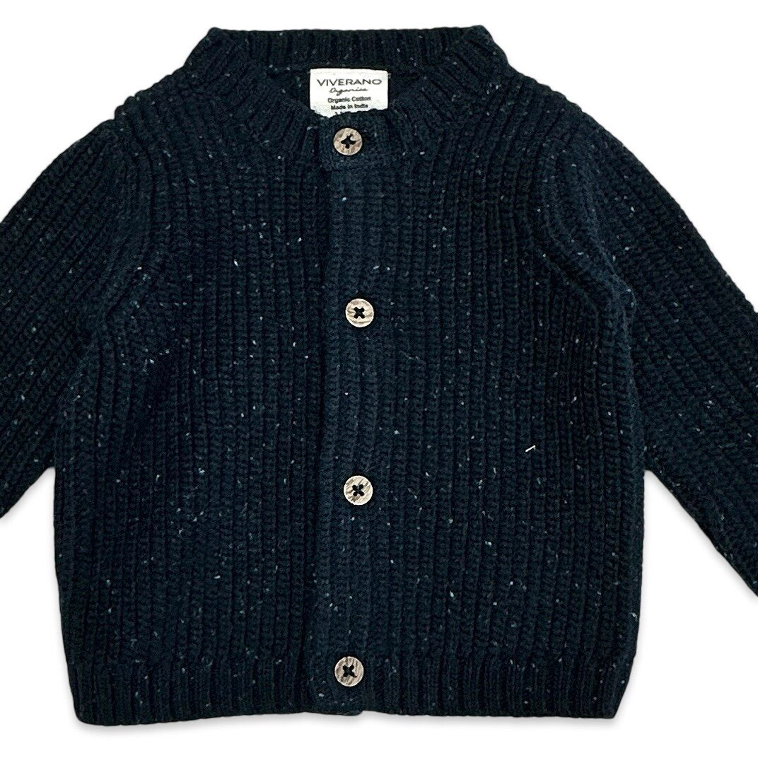 HELLO Wordy Chunky Knit Baby Cardigan Sweater (Organic Cotton) - 2 Colors