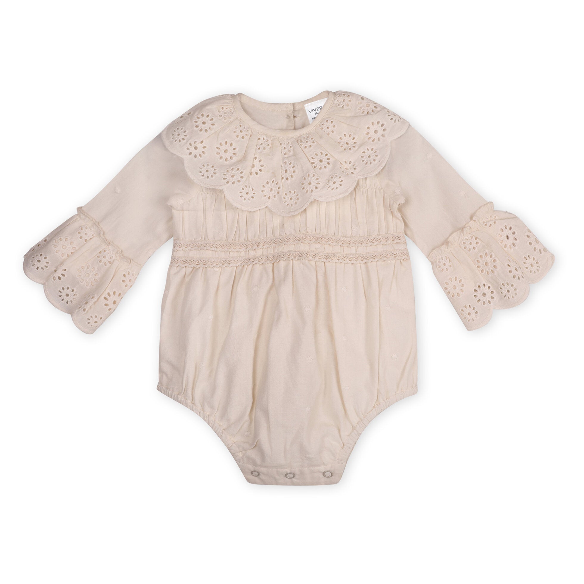 Caitlyn Schiffli Lace Ruffle Collar Baby Girl Romper (Organic)