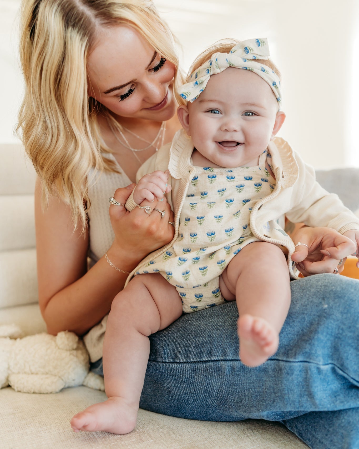 Jaipur Linen Blend Bubble Baby Romper + Headband (Linen Blend)