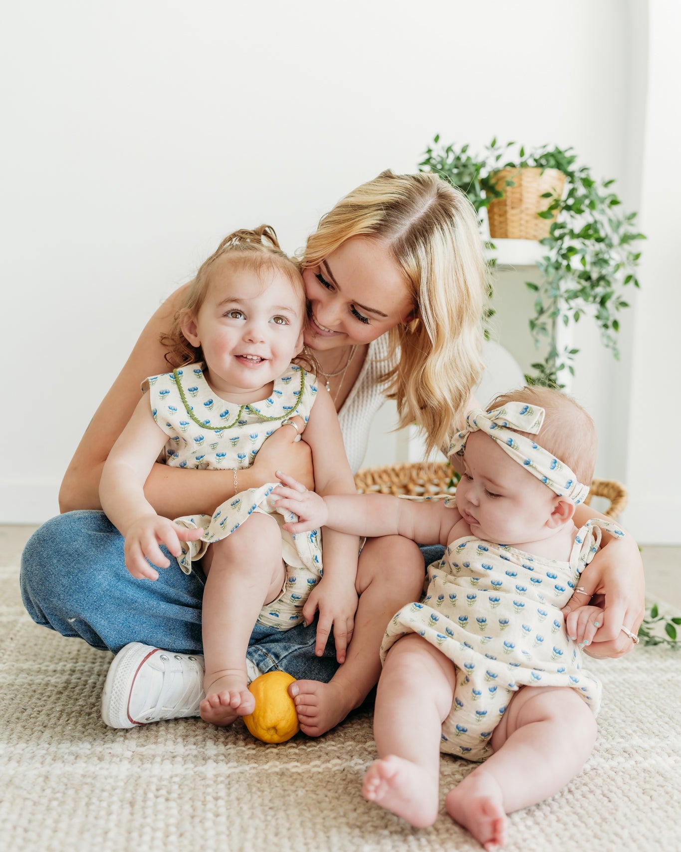 Jaipur Linen Blend Bubble Baby Romper + Headband (Linen Blend)