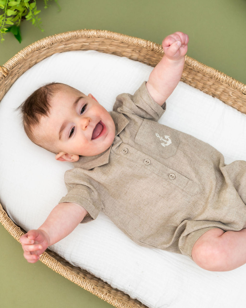 Riley Anchor Baby Romper (Linen Blend)