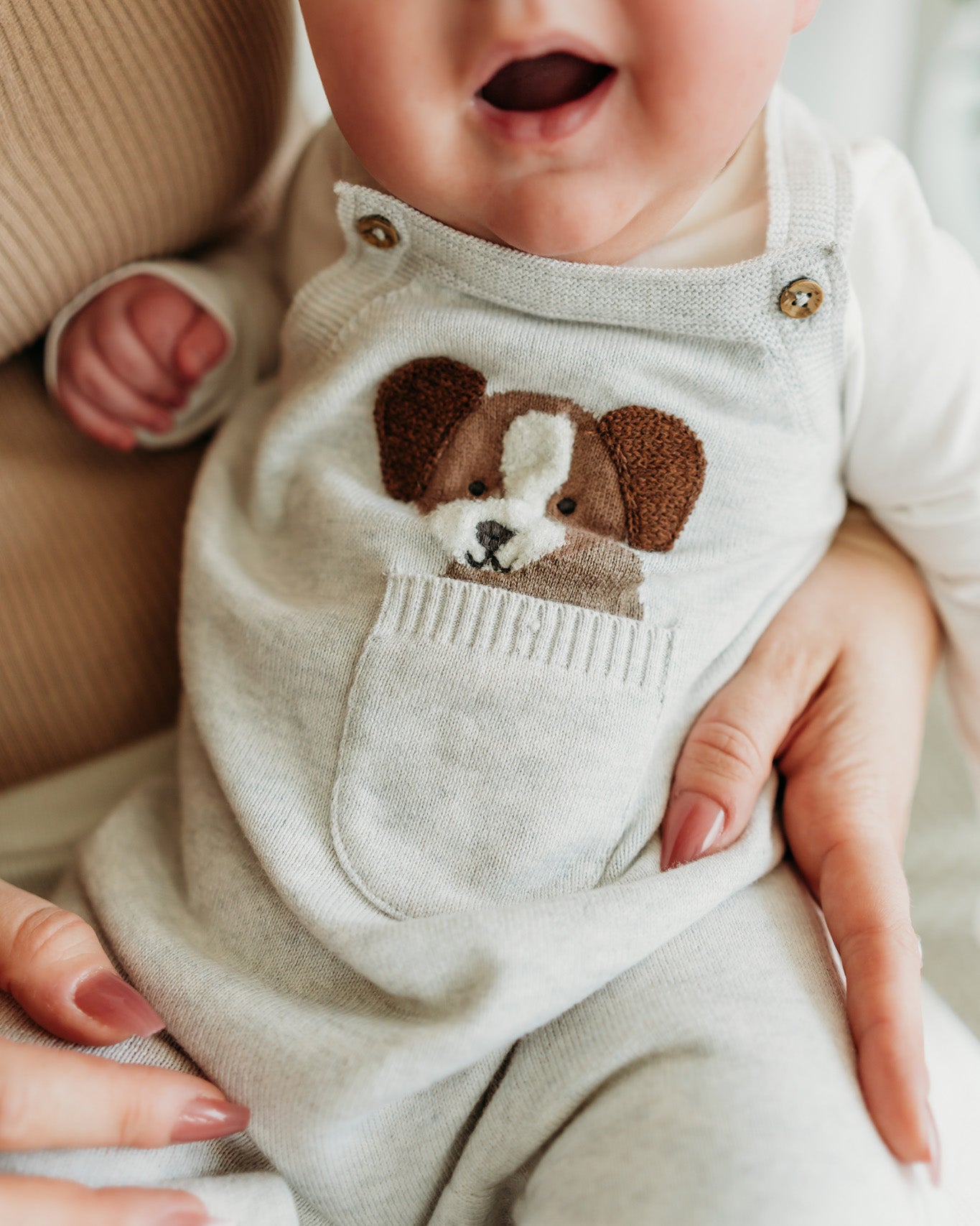 Puppy Dog 3D Pocket Sweater Knit Baby Overall SET (Organic Cotton)