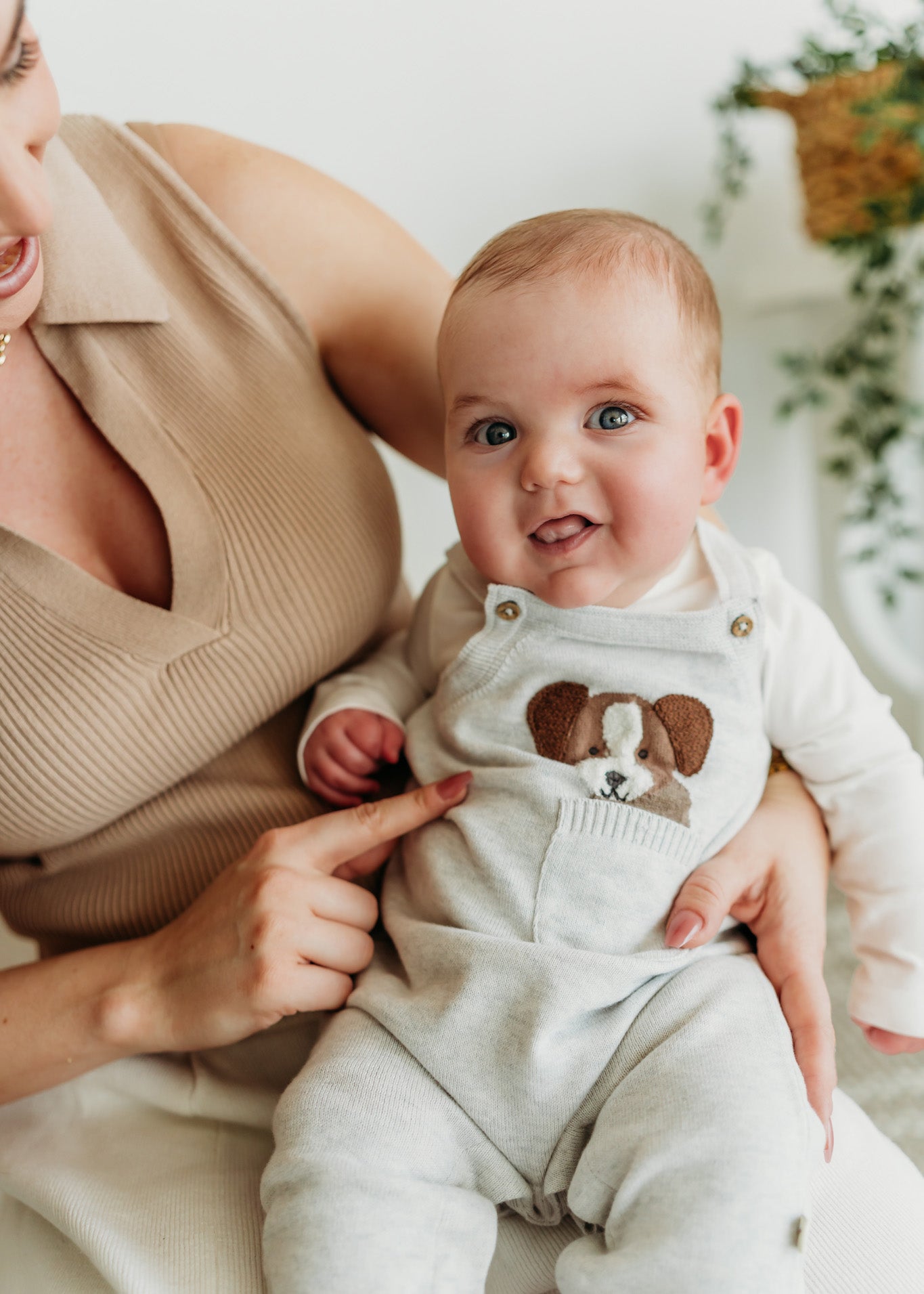 Puppy Dog 3D Pocket Sweater Knit Baby Overall SET (Organic Cotton)