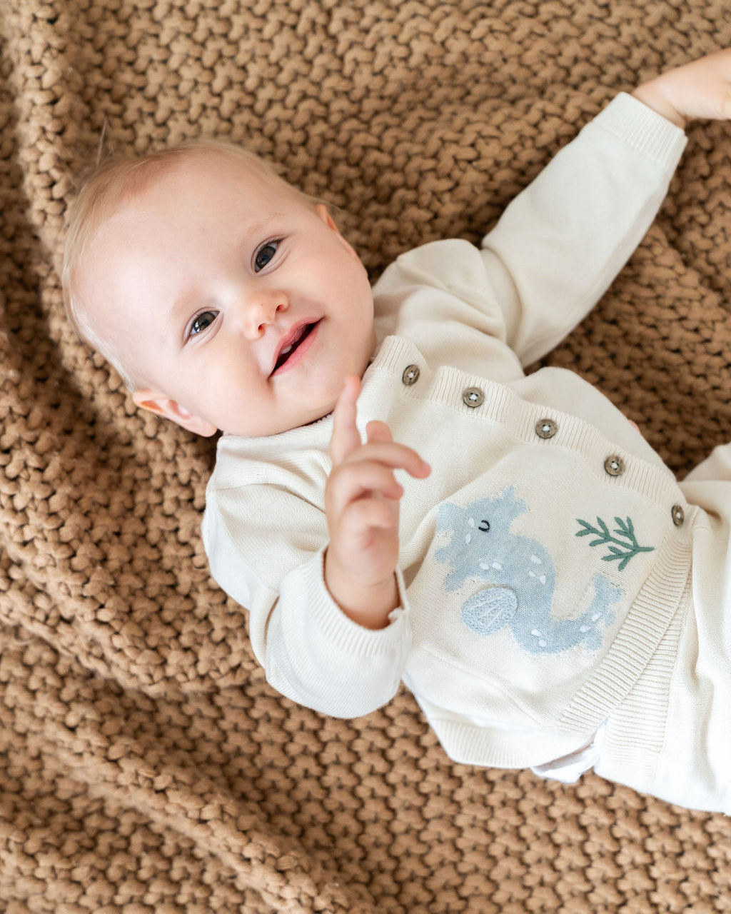 Ocean Friends Jacquard Knit Baby Cardigan Sweater (Organic Cotton)