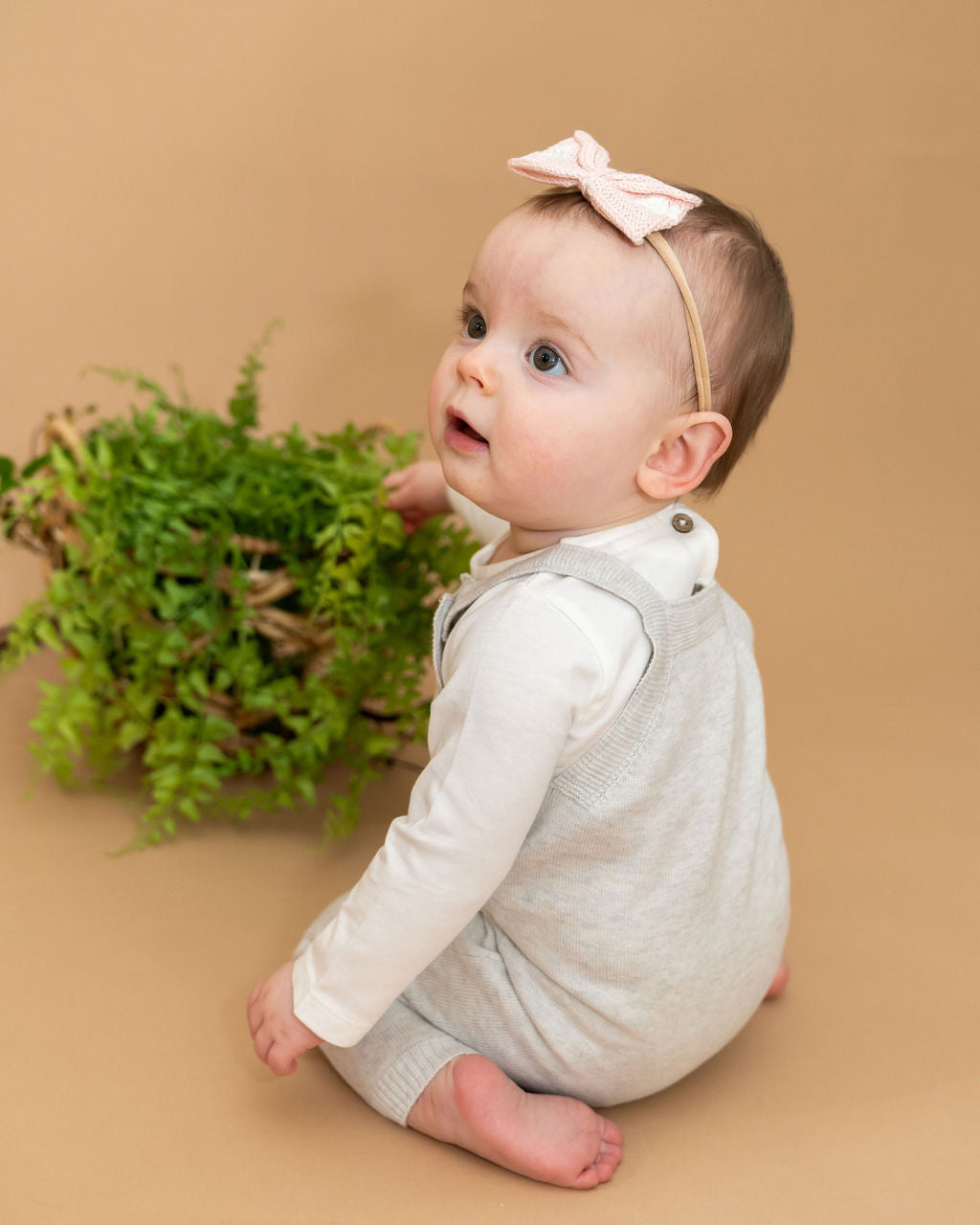 Bunny Floral Embroidered Sweater Knit Baby Overall SET (Organic Cotton)