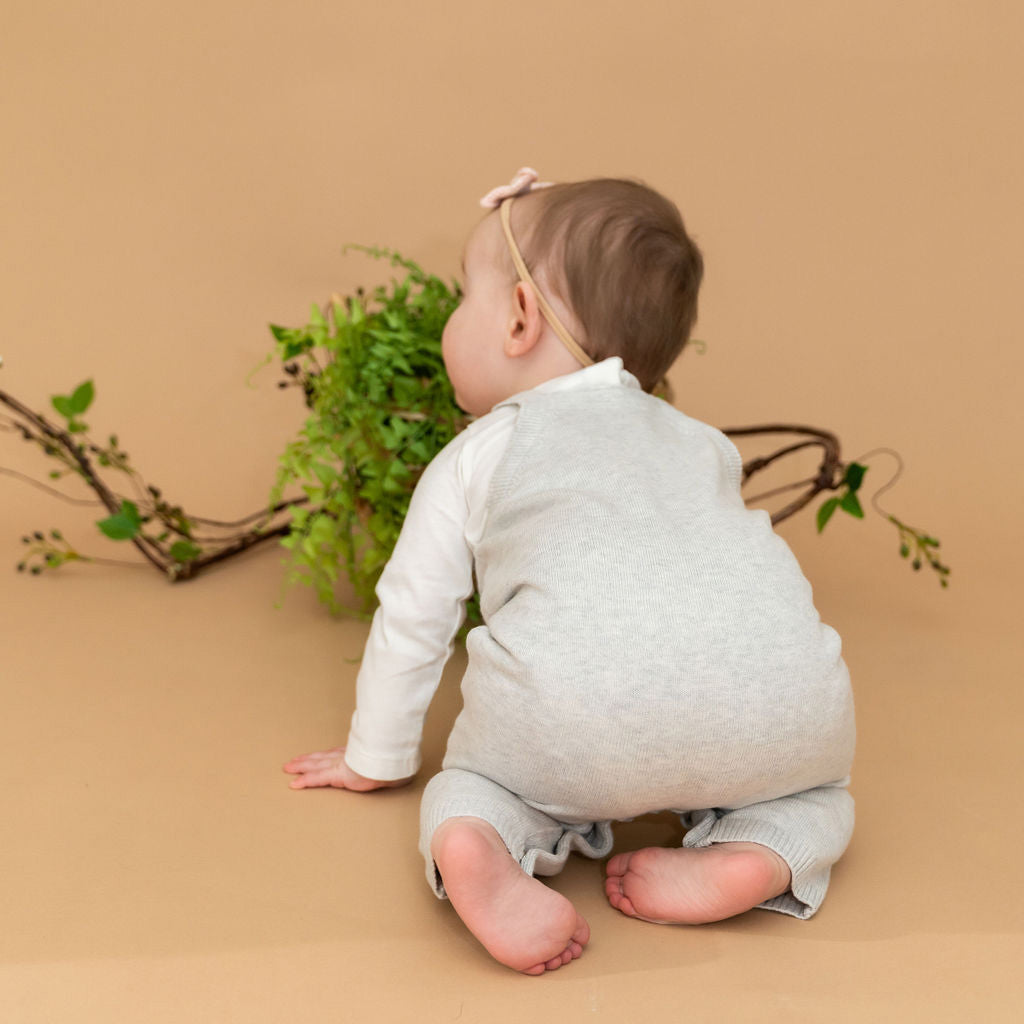 Bunny Floral Embroidered Sweater Knit Baby Overall SET (Organic Cotton)