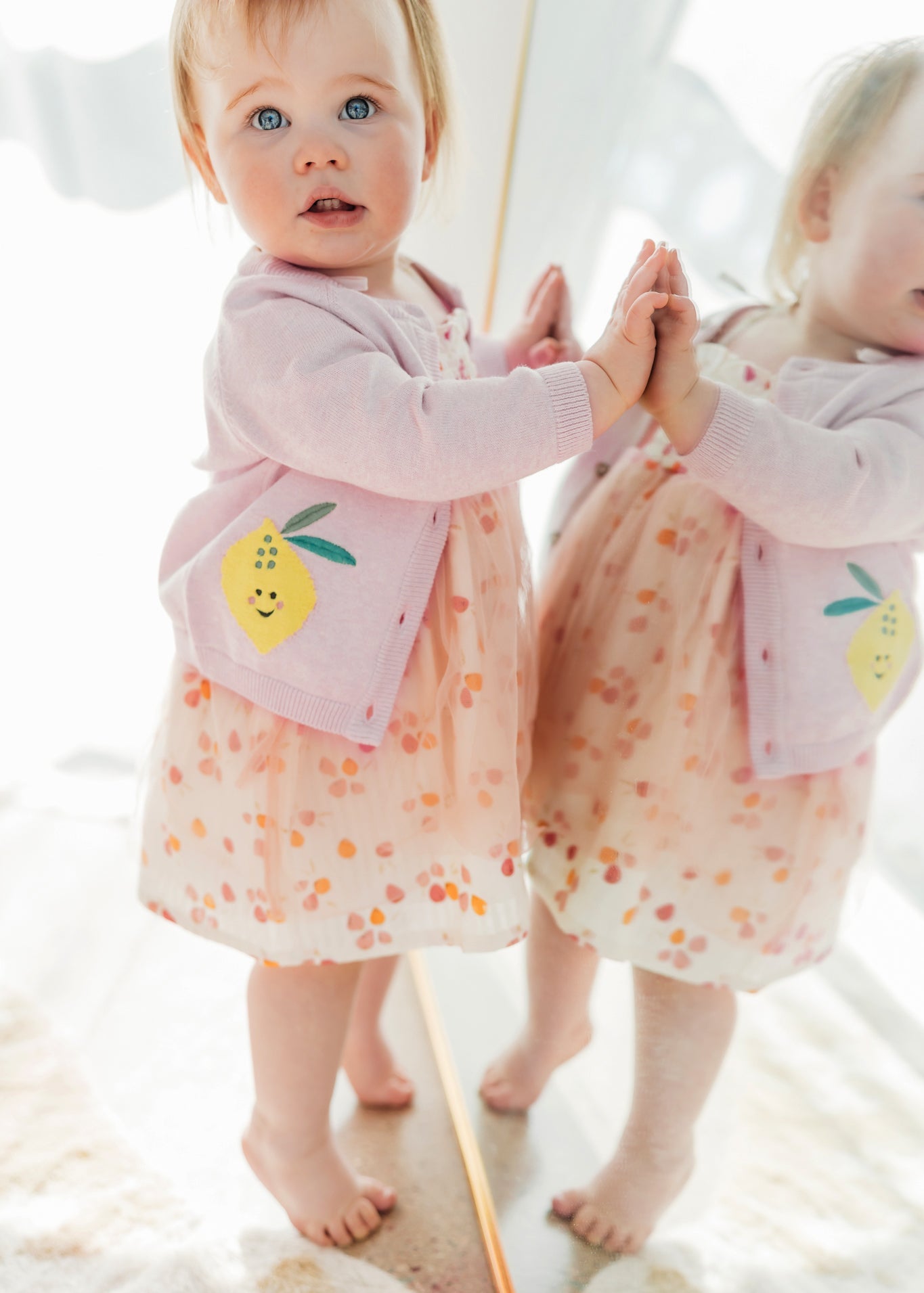 Happy Lemons Embroidered Knit Baby Cardigan (Organic Cotton)