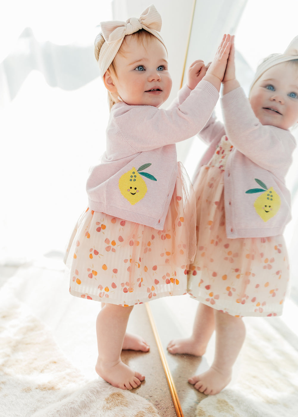 Happy Lemons Embroidered Knit Baby Cardigan (Organic Cotton)