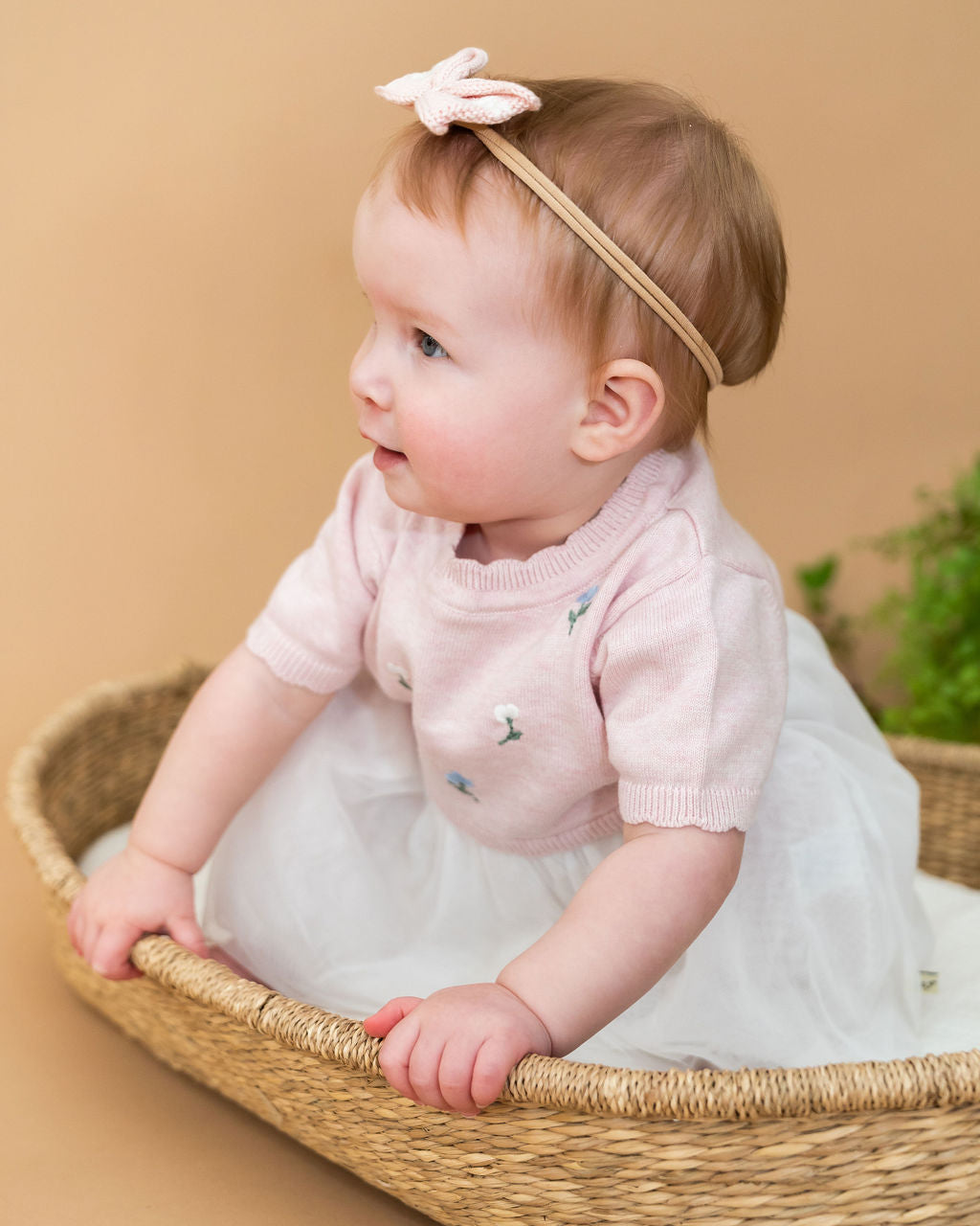 Floral Embroidered Short Sleeve Tutu Baby Knit Dress (Organic Cotton)