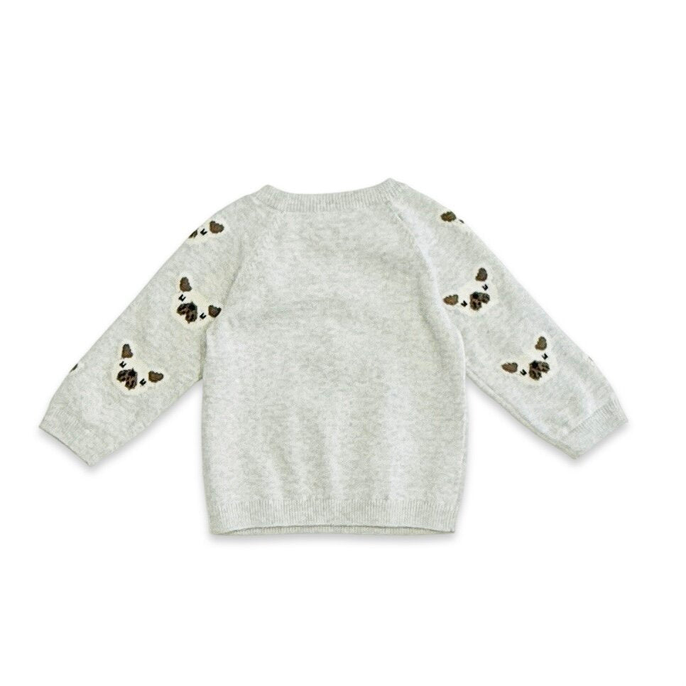 Frenchie Puppy Jacquard Organic Cotton Baby Sweater & Pant Set