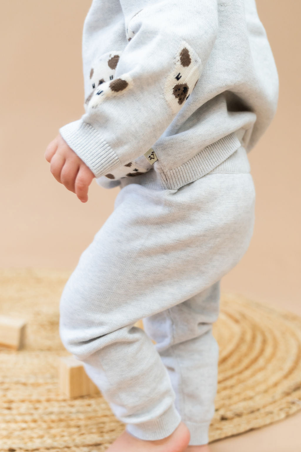 Frenchie Puppy Jacquard Organic Cotton Baby Sweater & Pant Set
