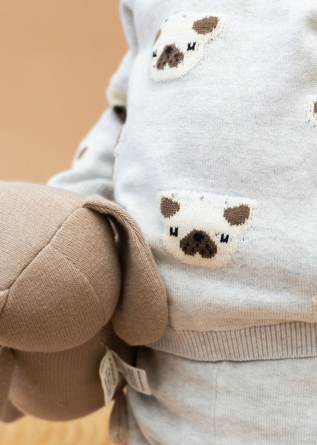 Frenchie Puppy Jacquard Organic Cotton Baby Sweater & Pant Set