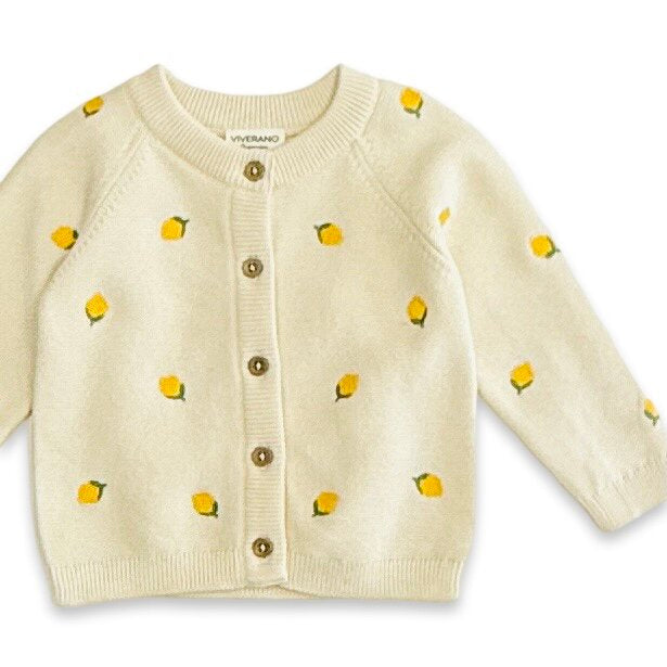 Limoncello Embroidered Sweater Knit Baby Cardigan (Organic Cotton)