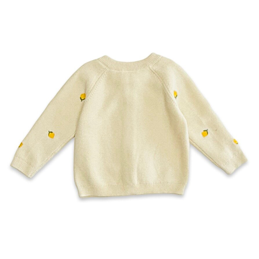 Limoncello Embroidered Sweater Knit Baby Cardigan (Organic Cotton)