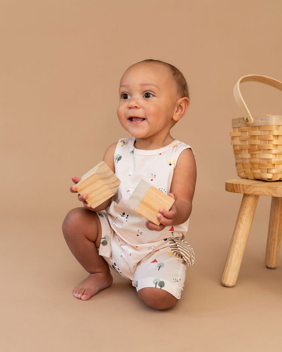Farm Side Pocket Baby Romper (Organic Jersey)