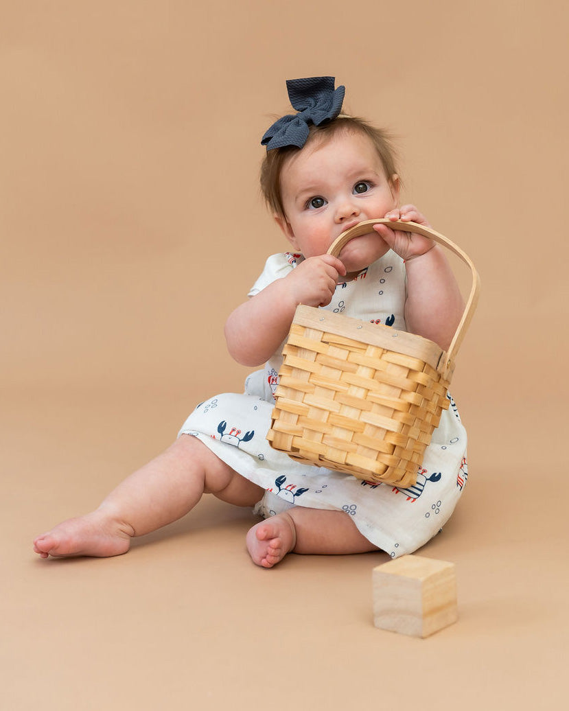 Nautical Crab Cap Sleeve Baby Dress + Bloomer SET (Organic Muslin)