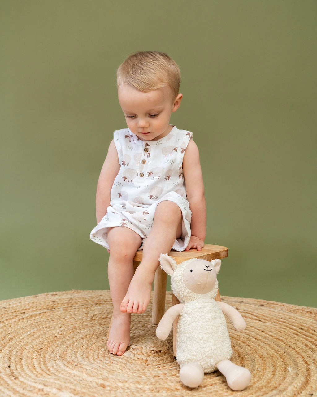 Sheep Baby Top & Bottom (Organic Muslin)