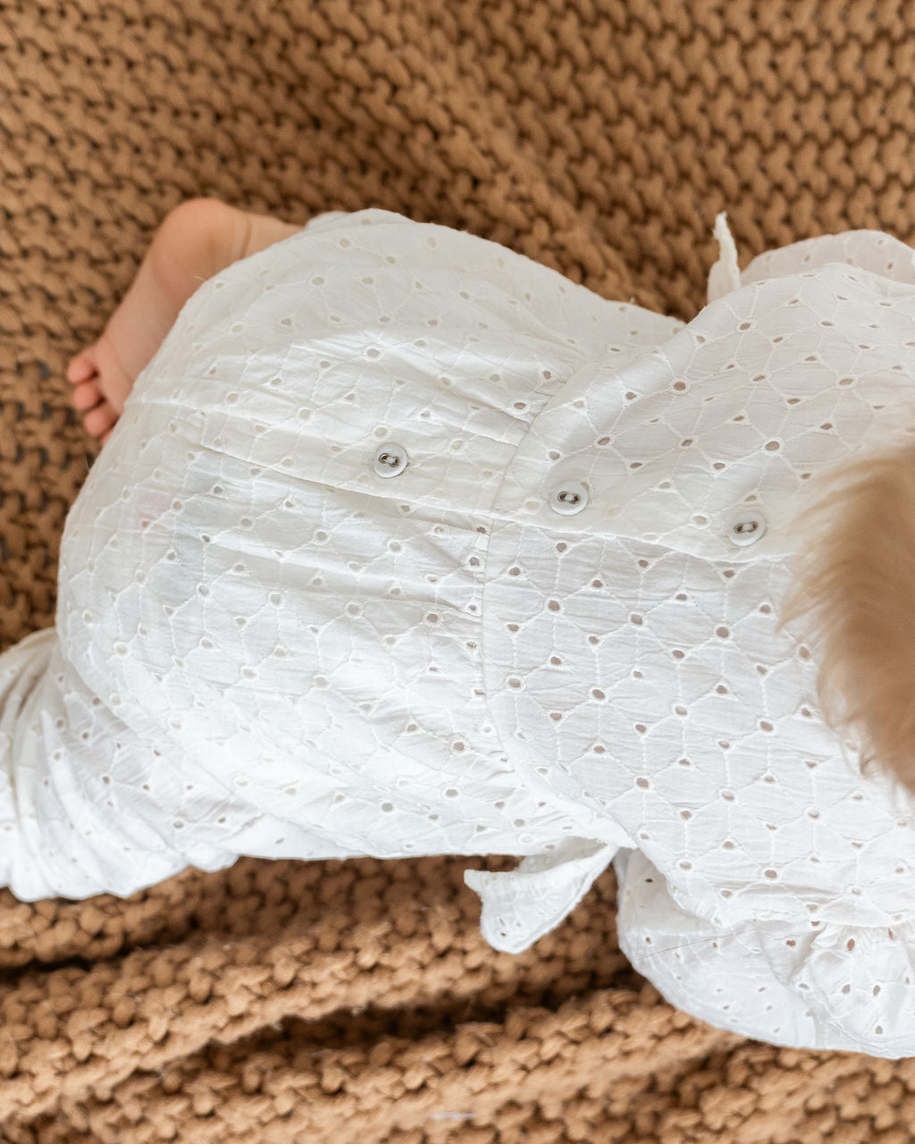 Astrid Schiffli Baby Jumpsuit & Headband Set (Organic Cotton)