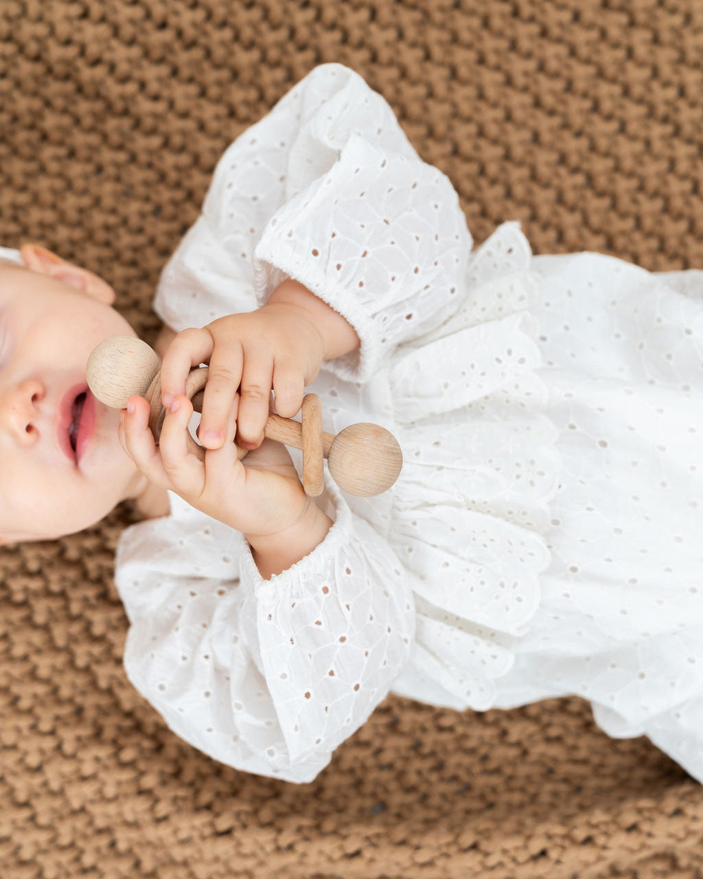 Astrid Schiffli Baby Jumpsuit & Headband Set (Organic Cotton)